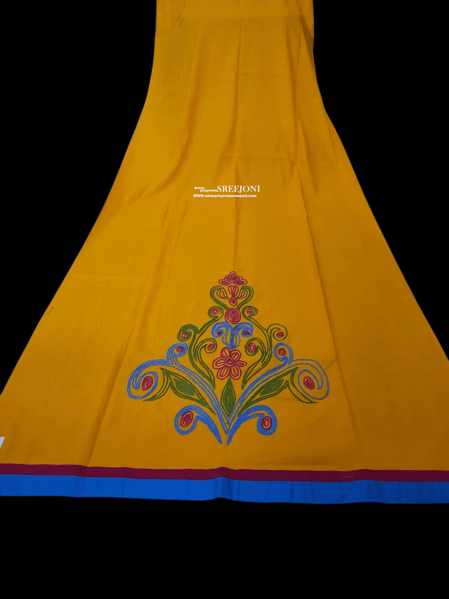 hand embroided pure cotton yellow color long dupatta udable for girl and women