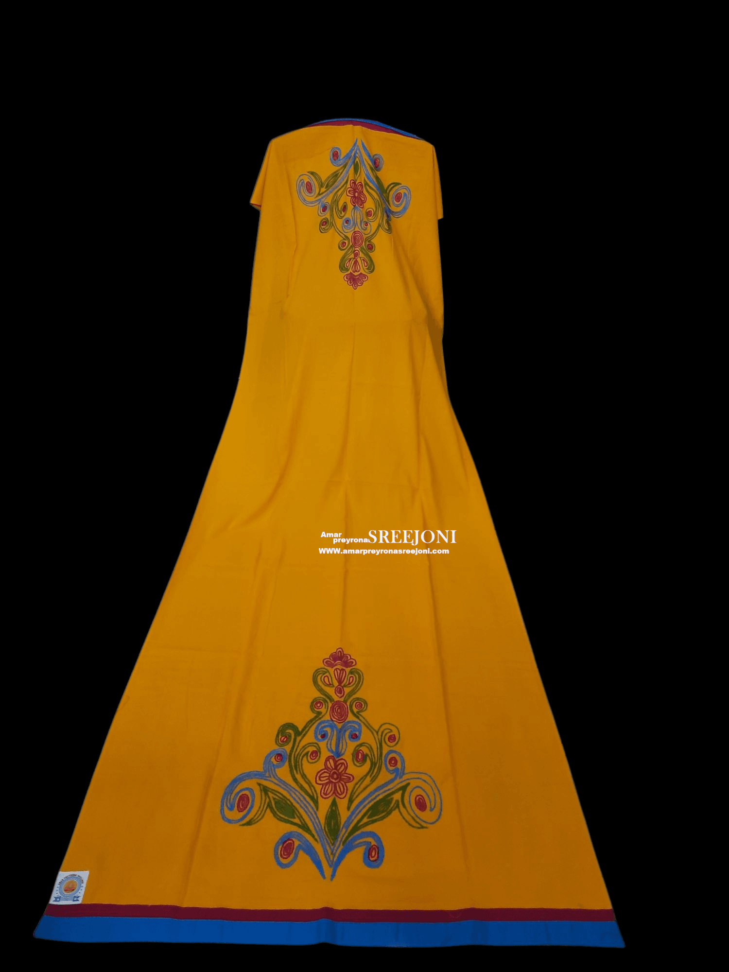 hand embroided pure cotton yellow color long dupatta udable for girl and women