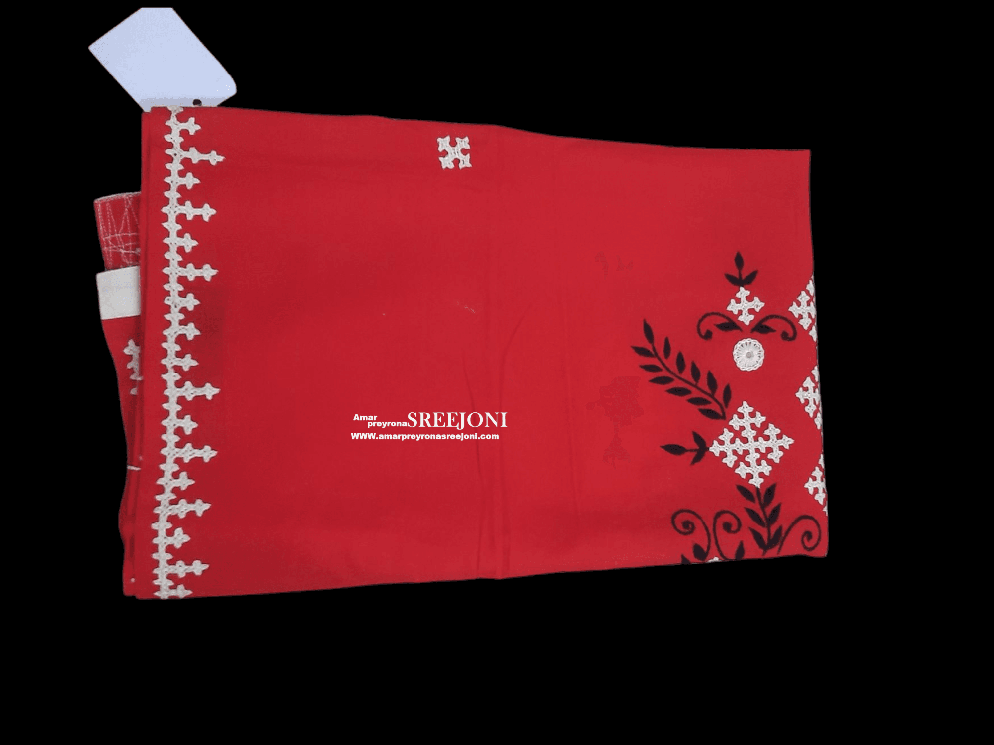 A beautiful hand embroided pure cotton red color dupatta