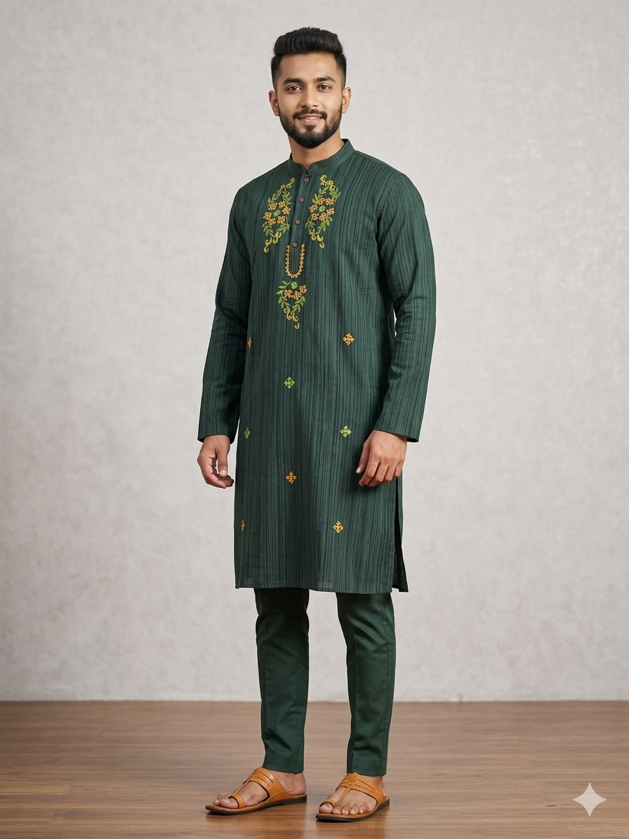 Hand embropided pure cotton punjabi