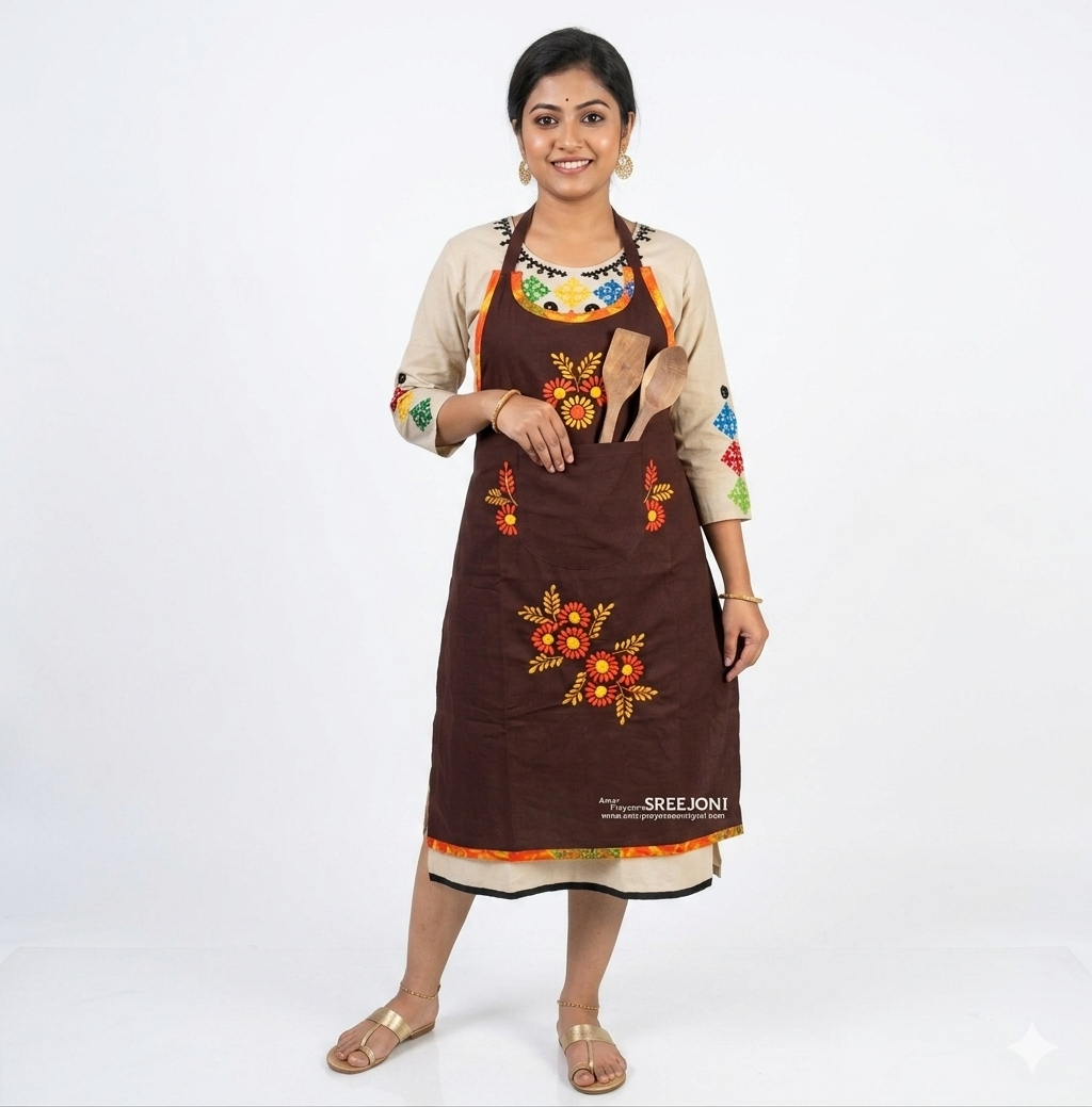 Hand embroided pure cotton  free size Appron use for kitchen