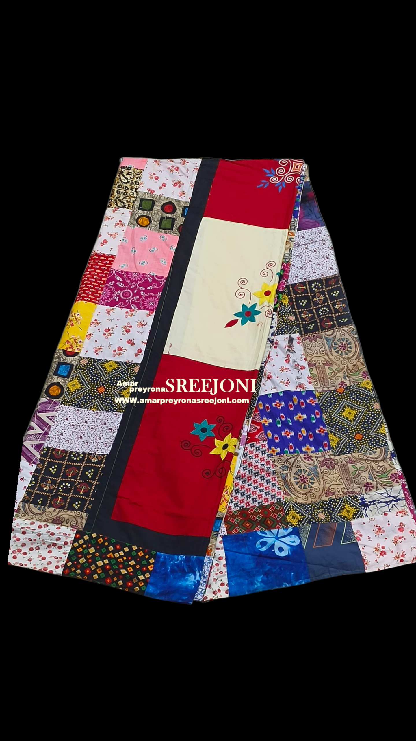 Hand embroided and hand painted pure cotton fabric work both side usable big kantha