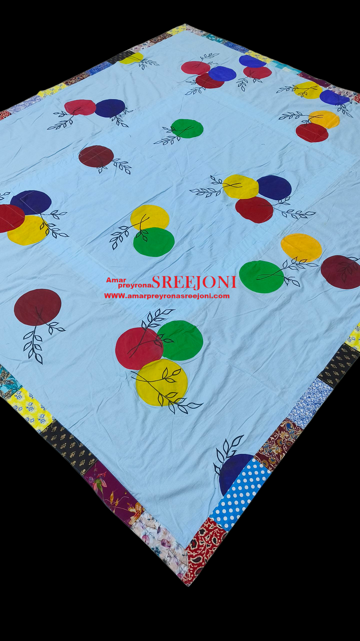Both side usable Hand embroided and hand painted pure cotton big size kantha