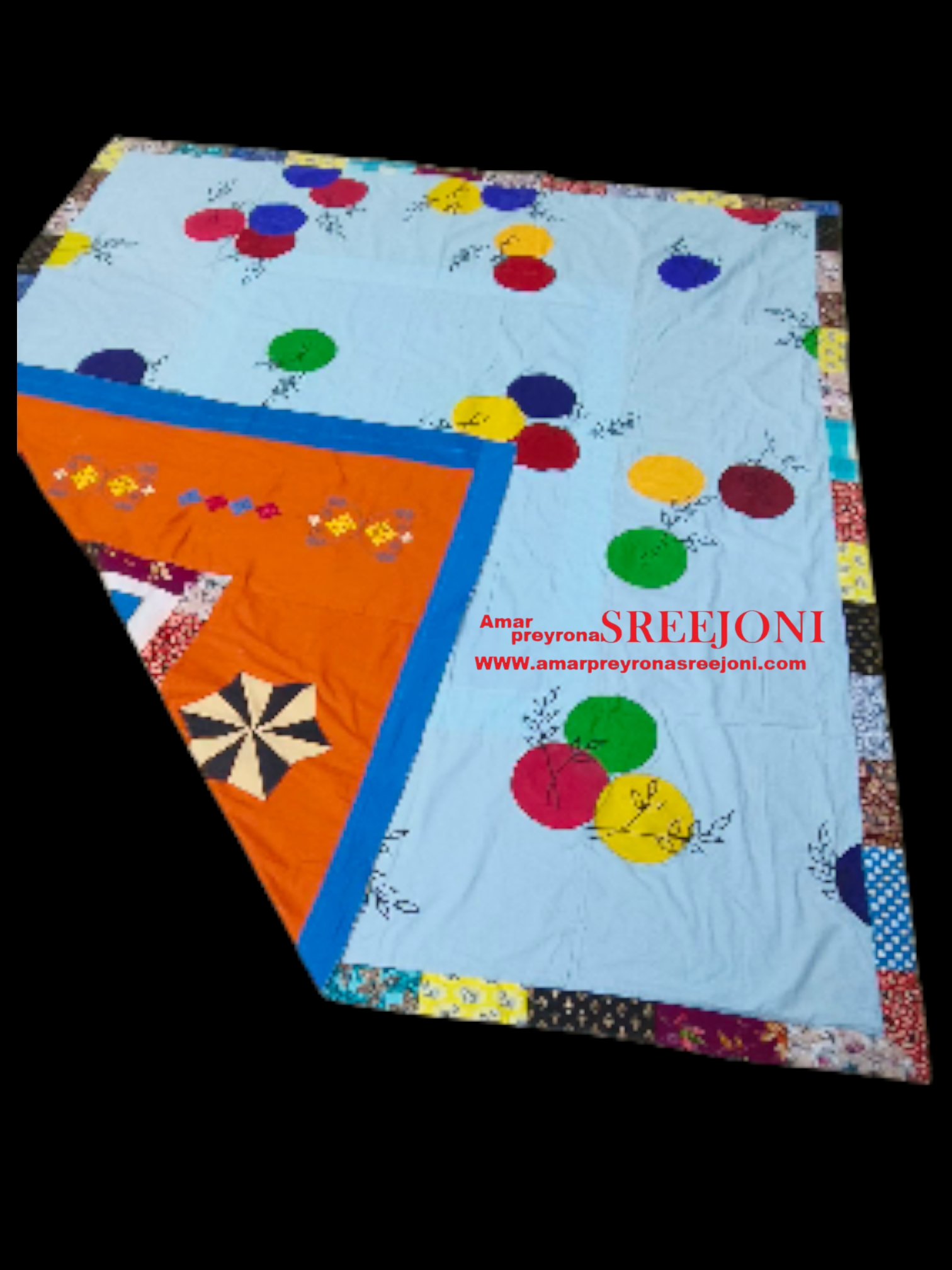 Both side usable Hand embroided and hand painted pure cotton big size kantha