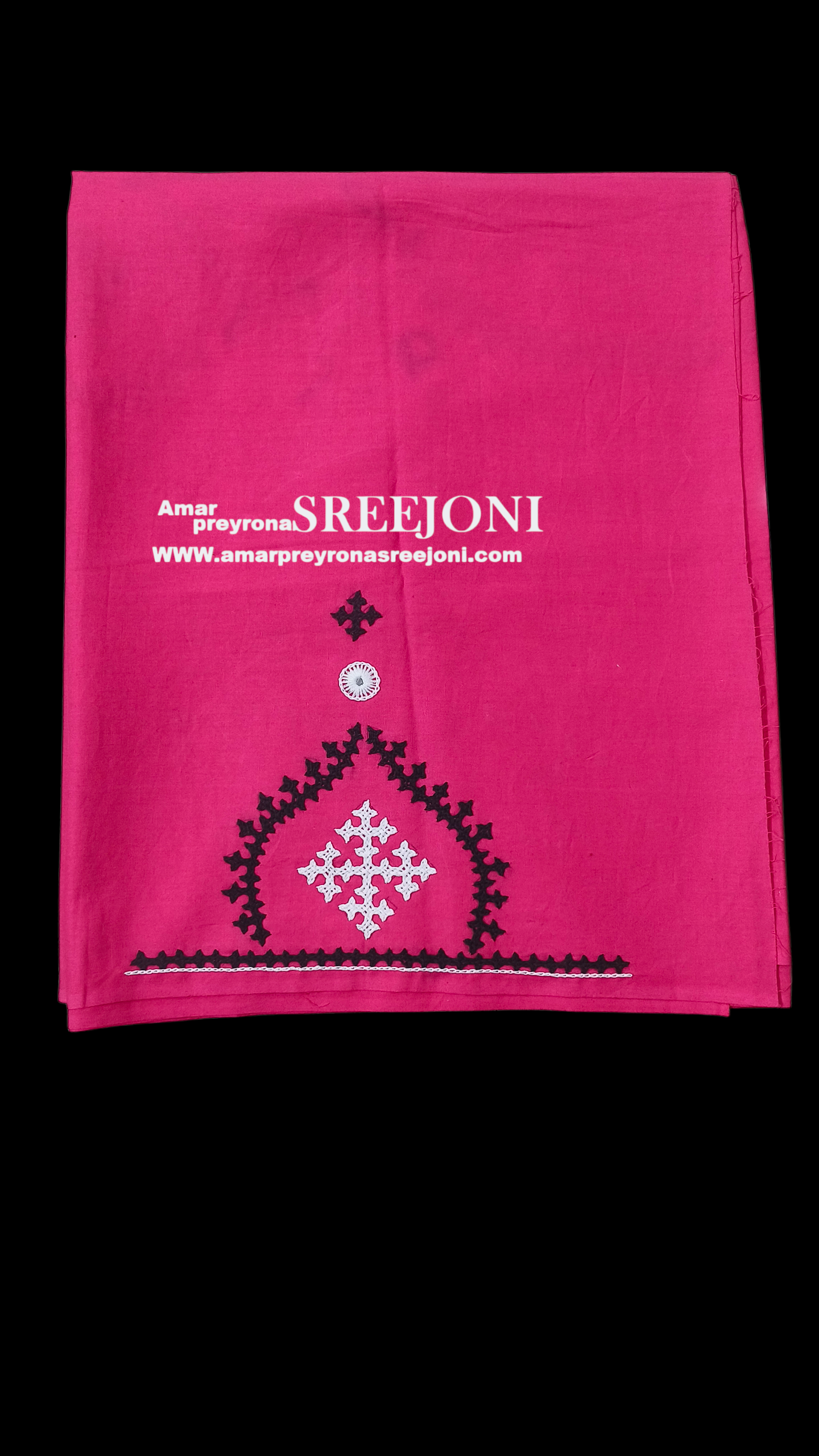 Hand embroided pure cotton Pink color gujrati work kurti piece 3miter