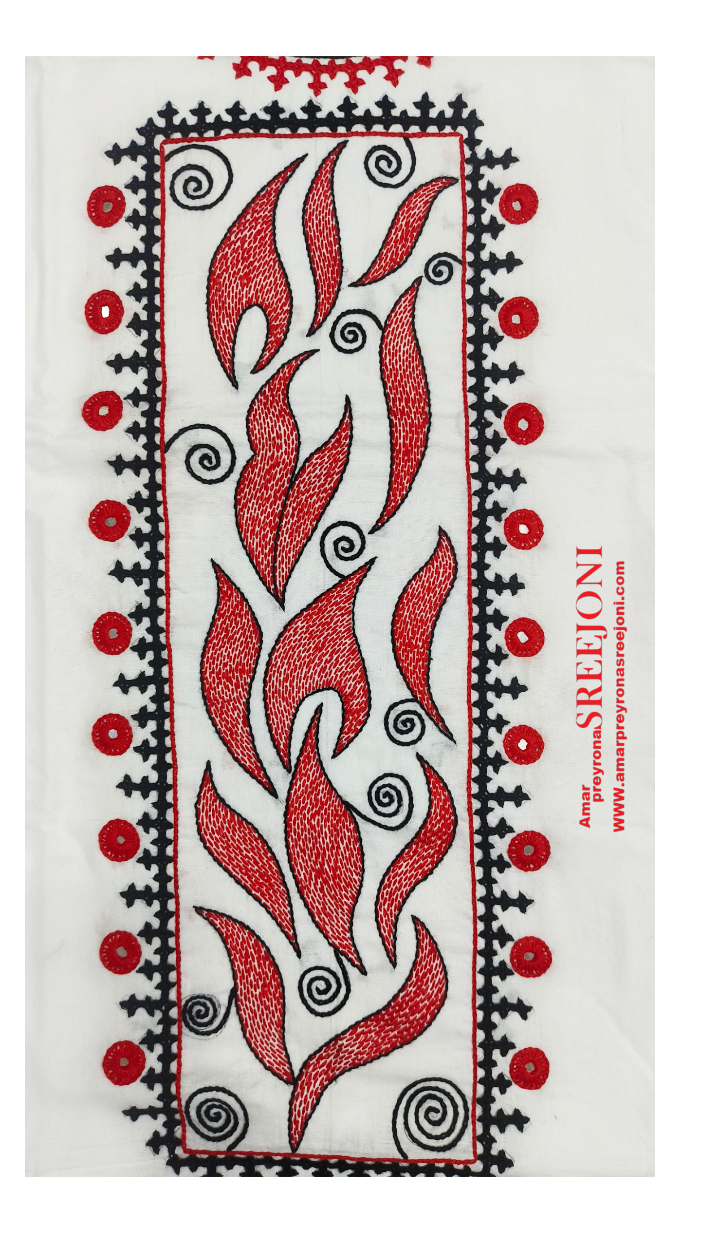 Hand embroided pure cotton white color kurti piece 3miter