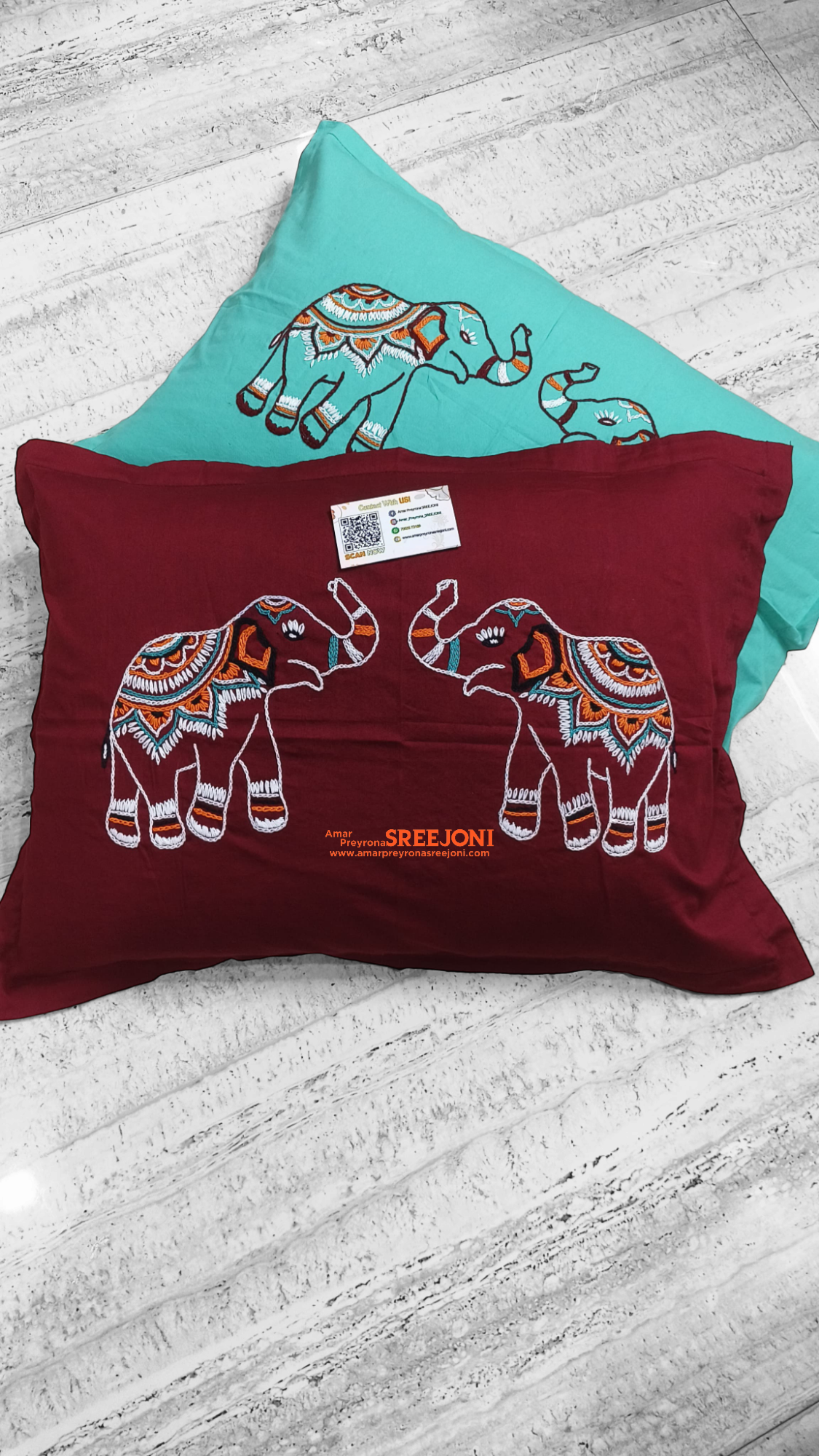 hand embroided pure cotton double size bedsheet