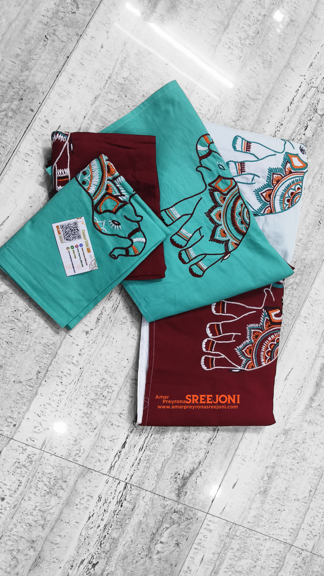 hand embroided pure cotton double size bedsheet