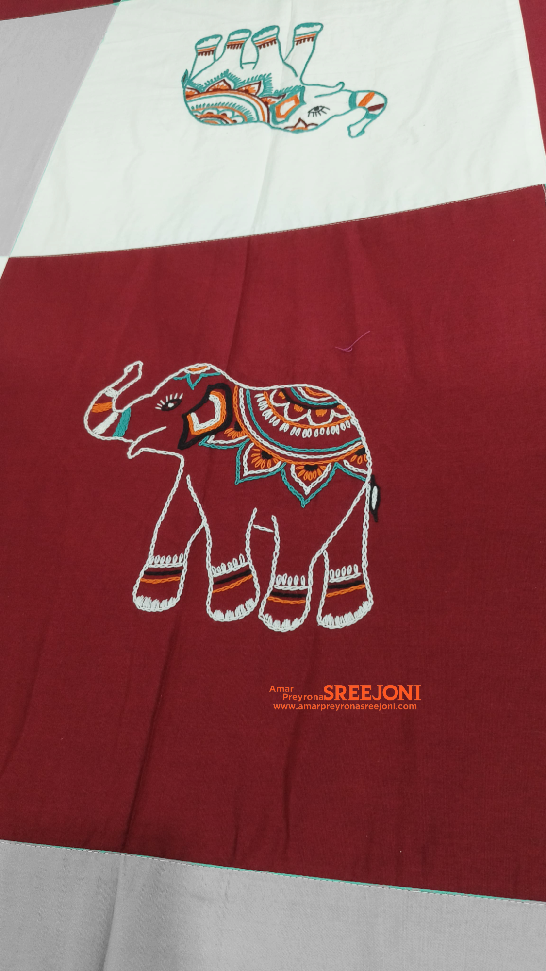 hand embroided pure cotton double size bedsheet