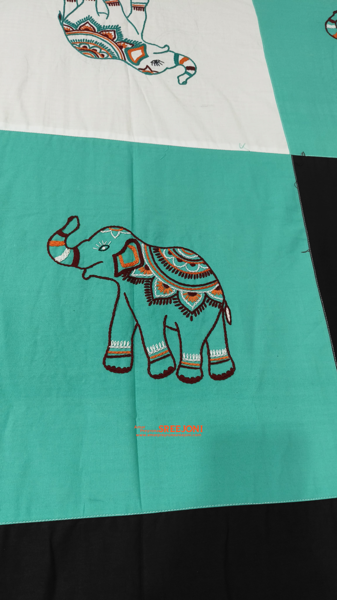 hand embroided pure cotton double size bedsheet
