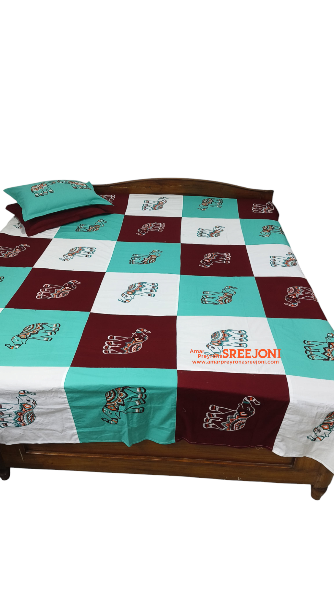 hand embroided pure cotton double size bedsheet