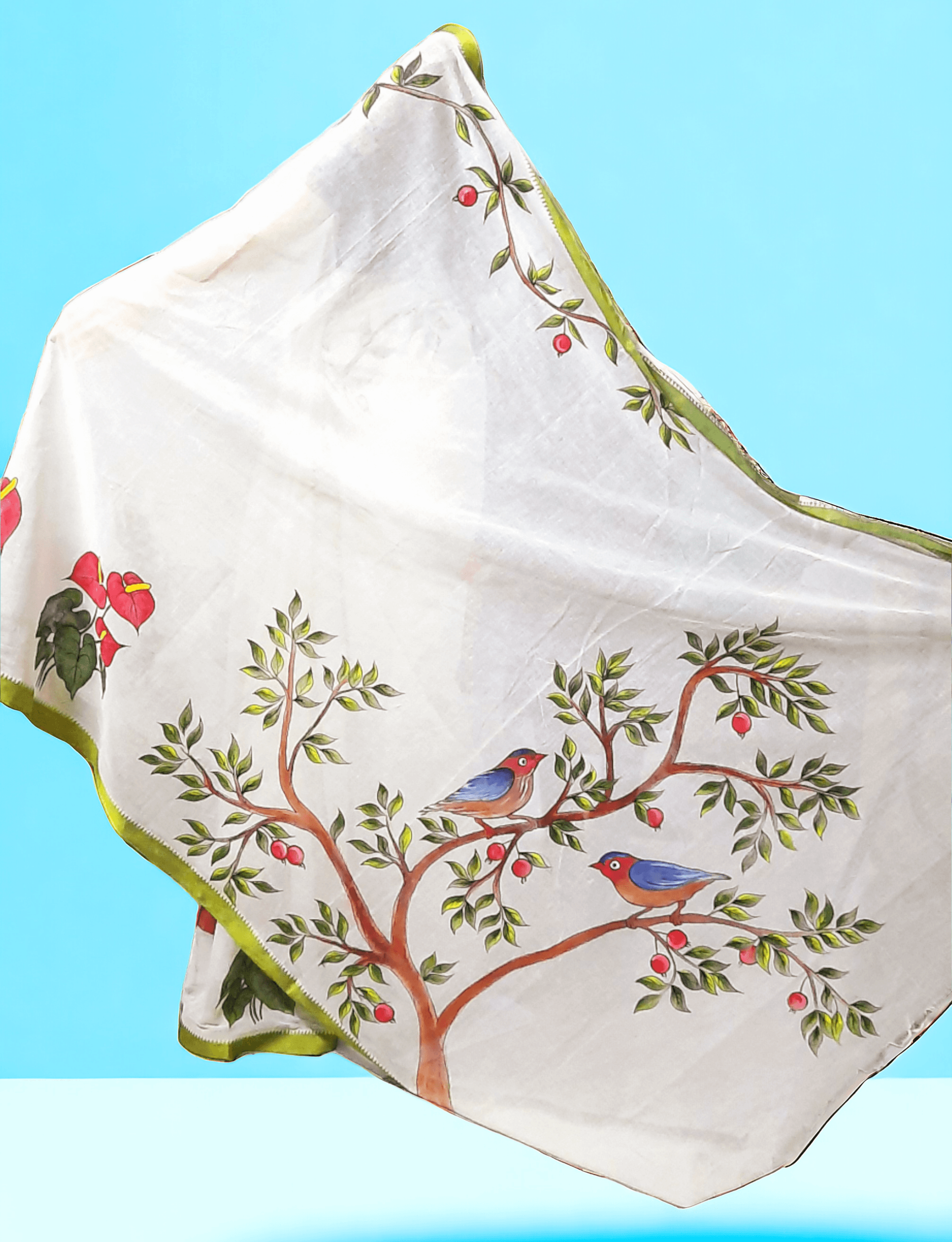 Hand embroided pure cotton dhonekhali febric work saree
