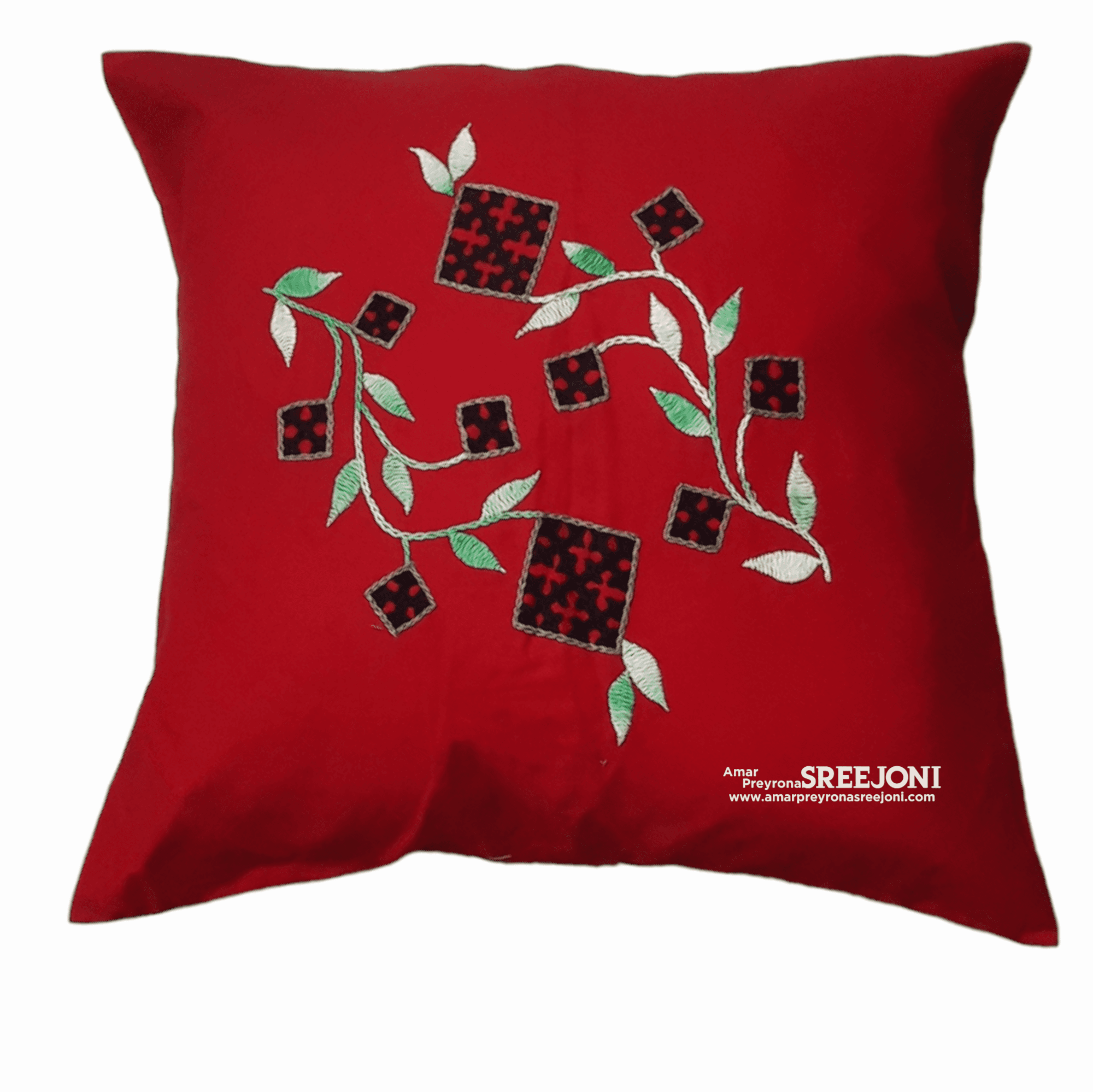 Black and red color pure cotton hand embroided Set of 5pic cussion cover