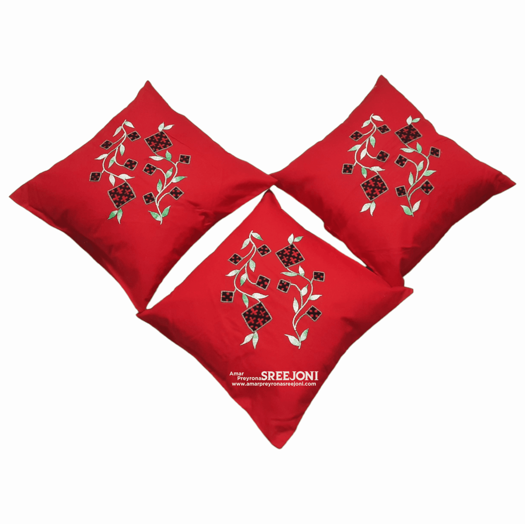 Black and red color pure cotton hand embroided Set of 5pic cussion cover