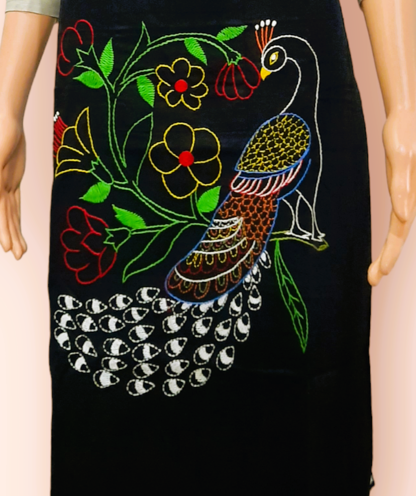 Hand embroided pure cotton work black color appron use for kitchen