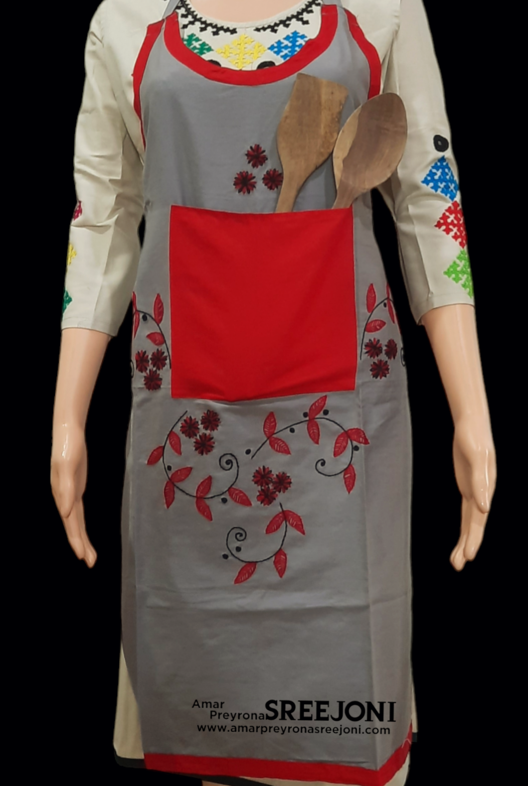 Hand painted fabric work pure cotton  free size Appron use for kitchen