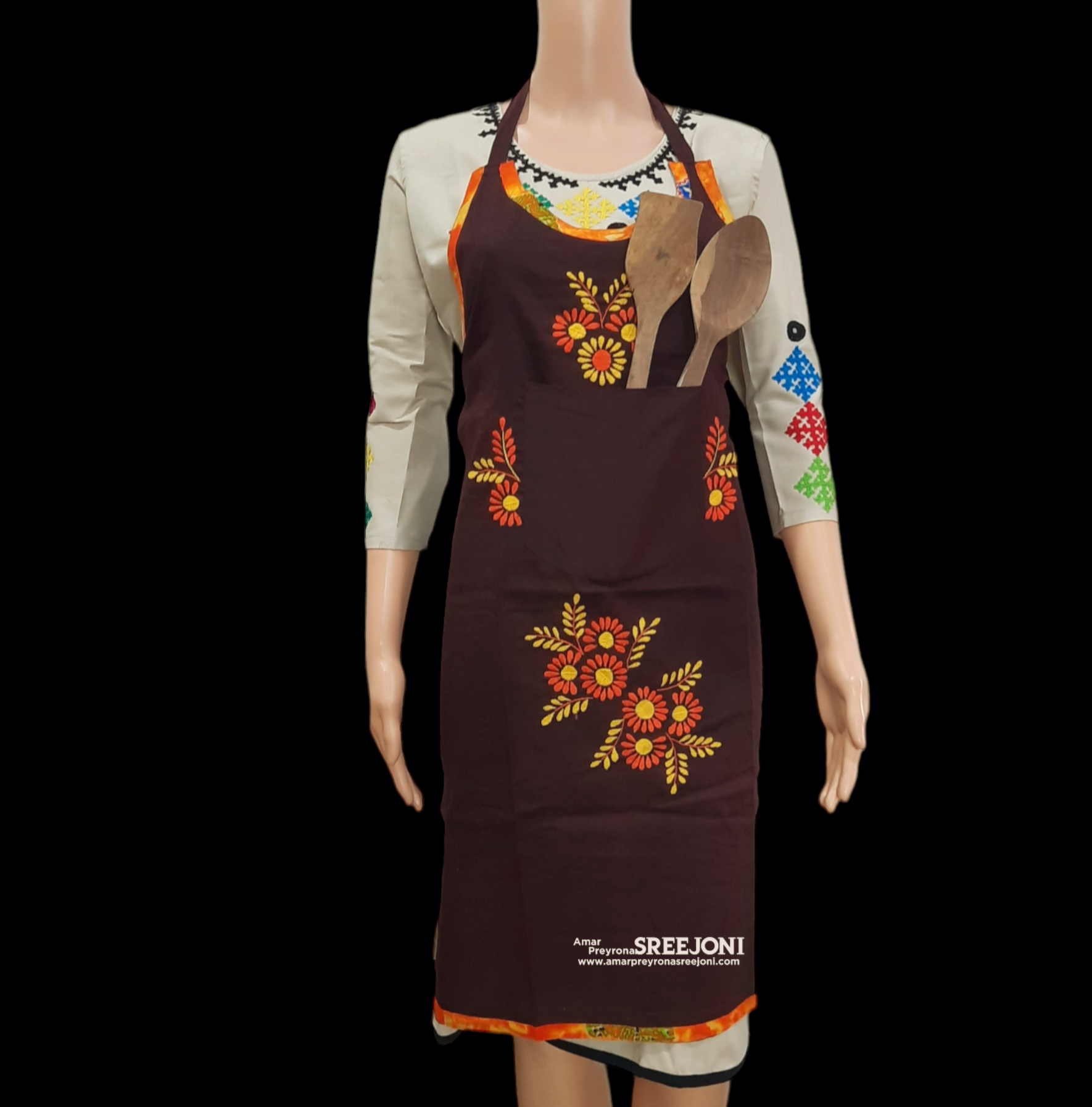 Hand embroided pure cotton  free size Appron use for kitchen