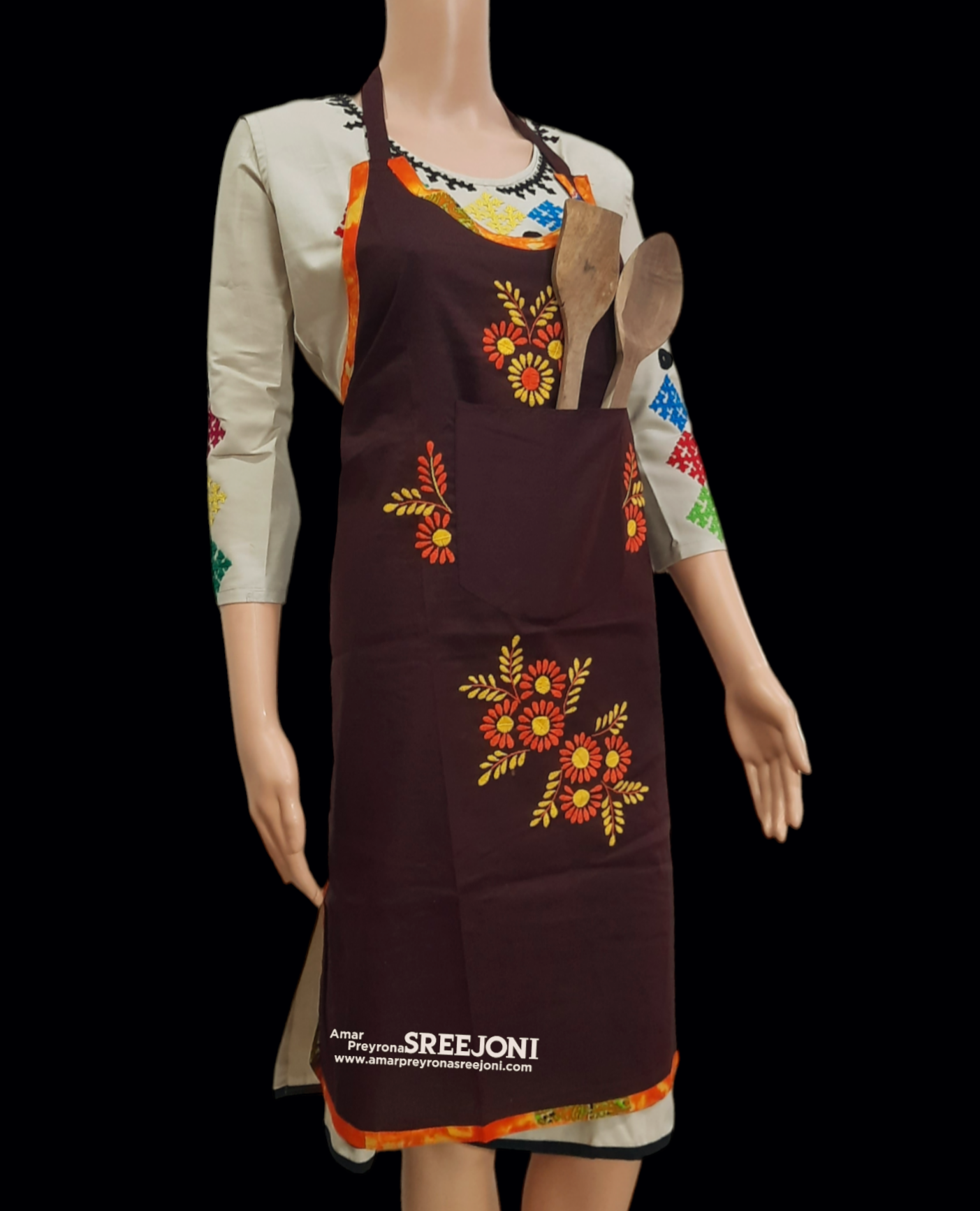 Hand embroided pure cotton  free size Appron use for kitchen