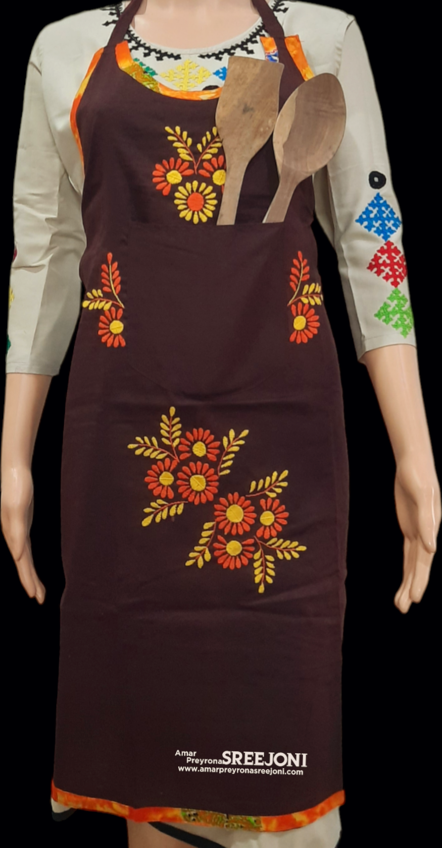 Hand embroided pure cotton  free size Appron use for kitchen
