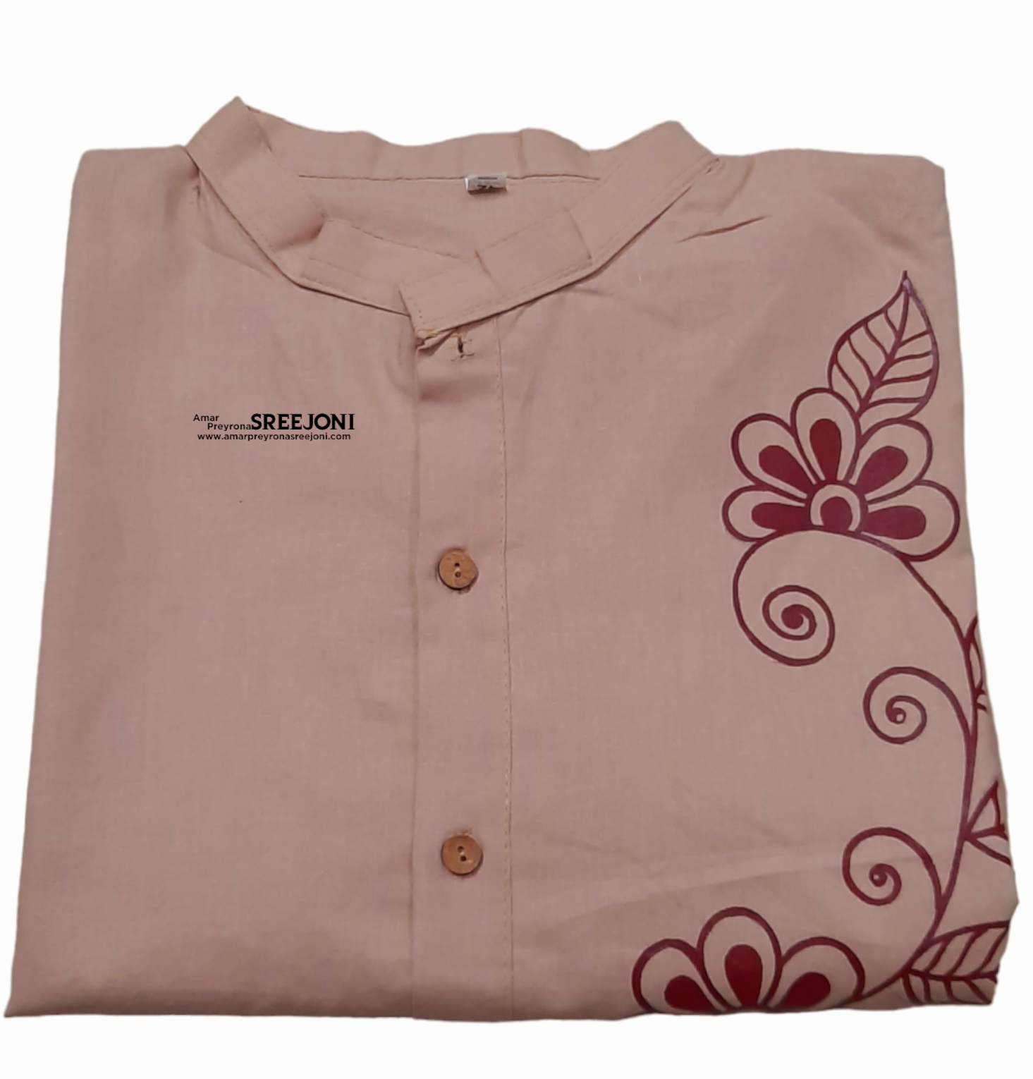 hand painted fabric work pure cotton punjabi for man