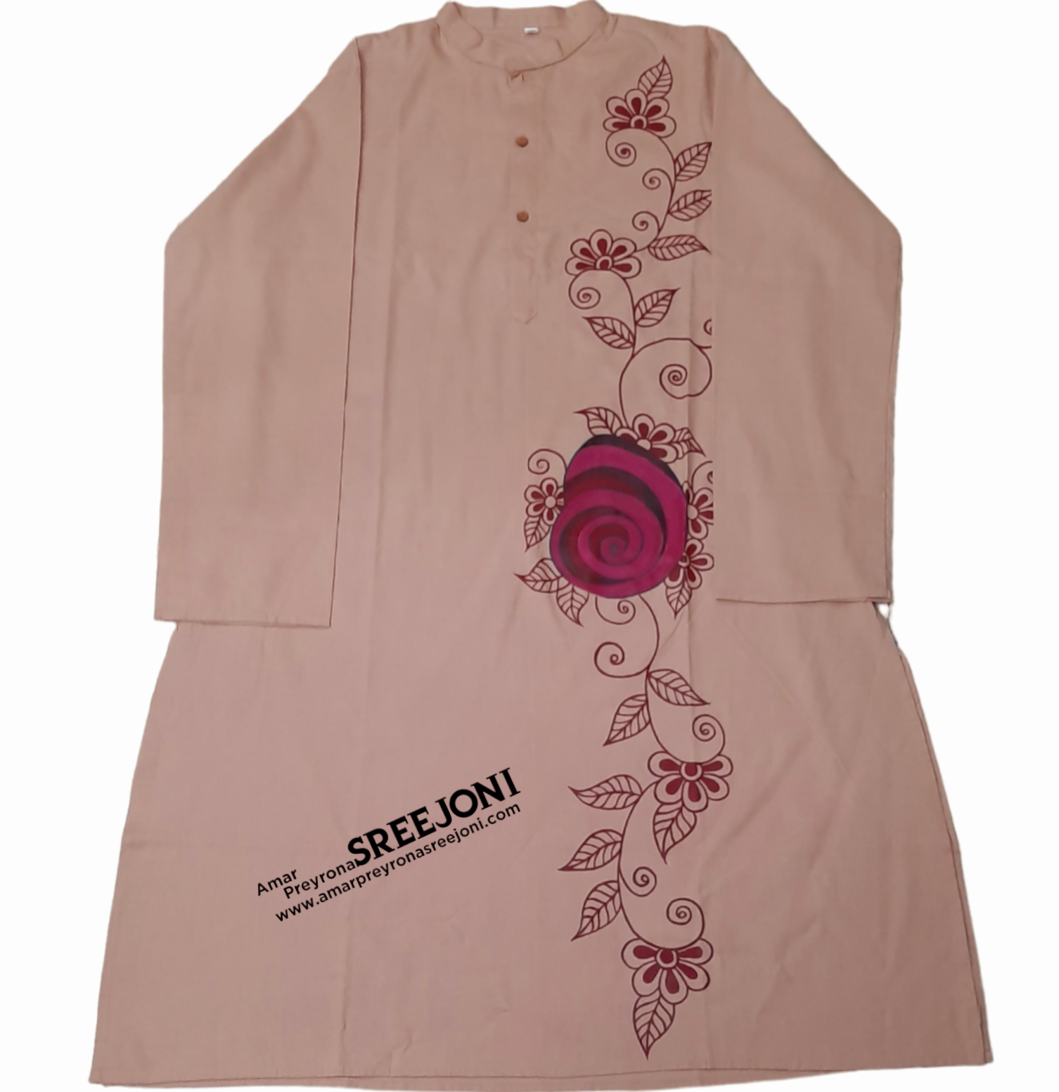 hand painted fabric work pure cotton punjabi for man