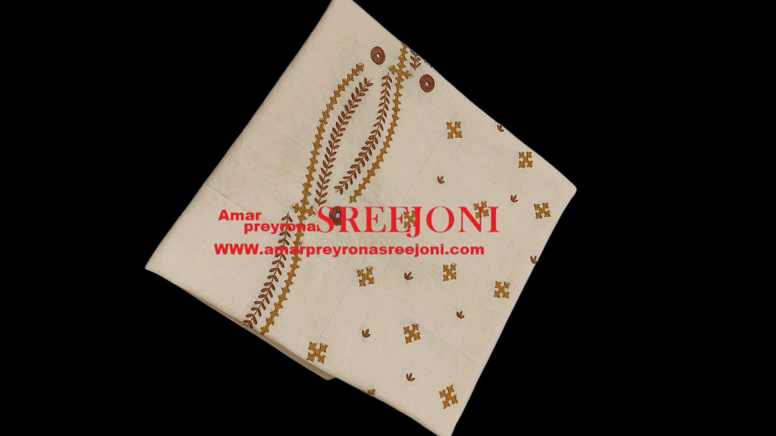 hand embroided pure cotton baige color long kurti piece 2.5 miter fabric