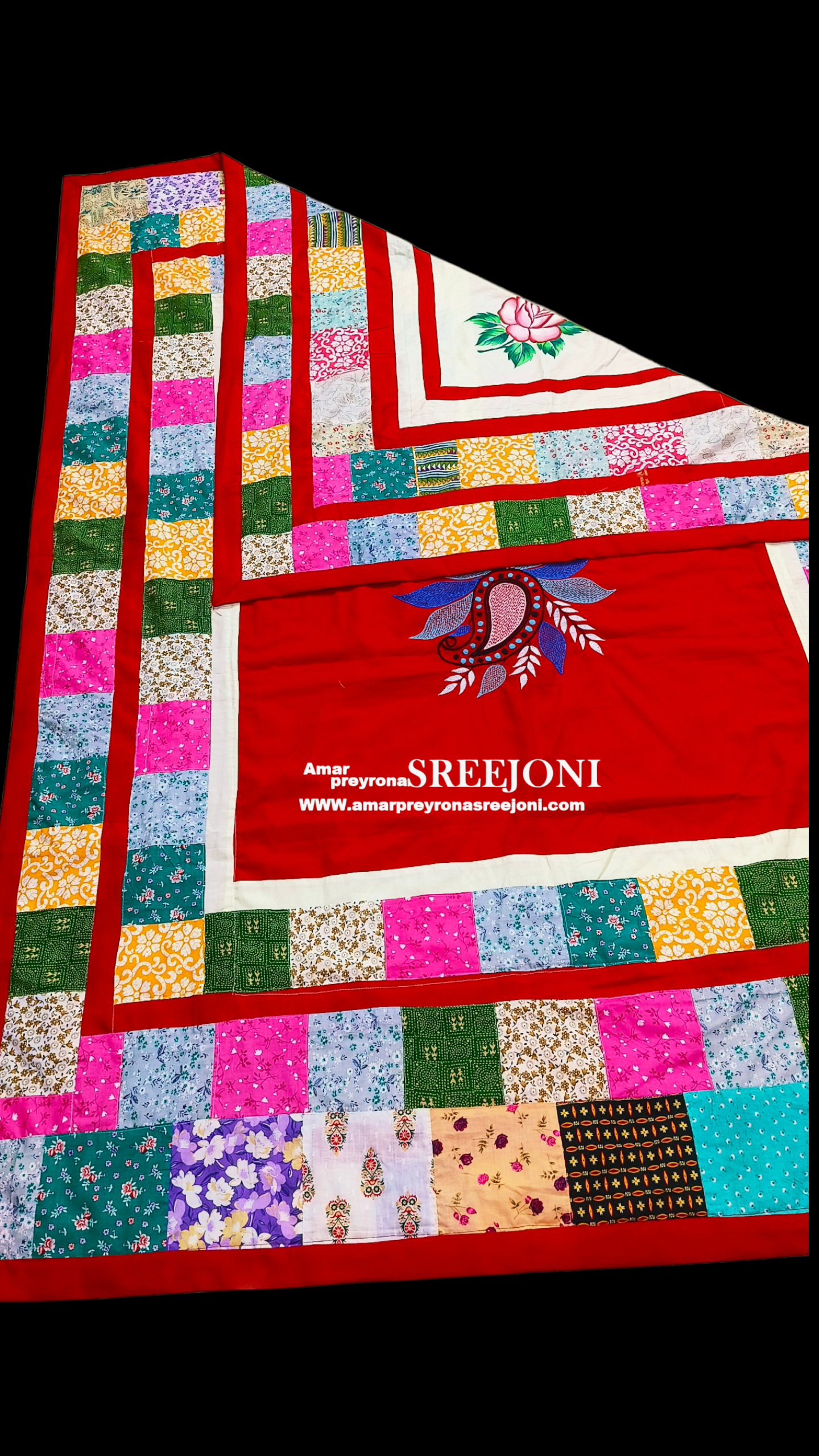 Hand Embroided and hand painted Pure Cotton Long Very Beautiful Designing and both side Usable Single Kantha