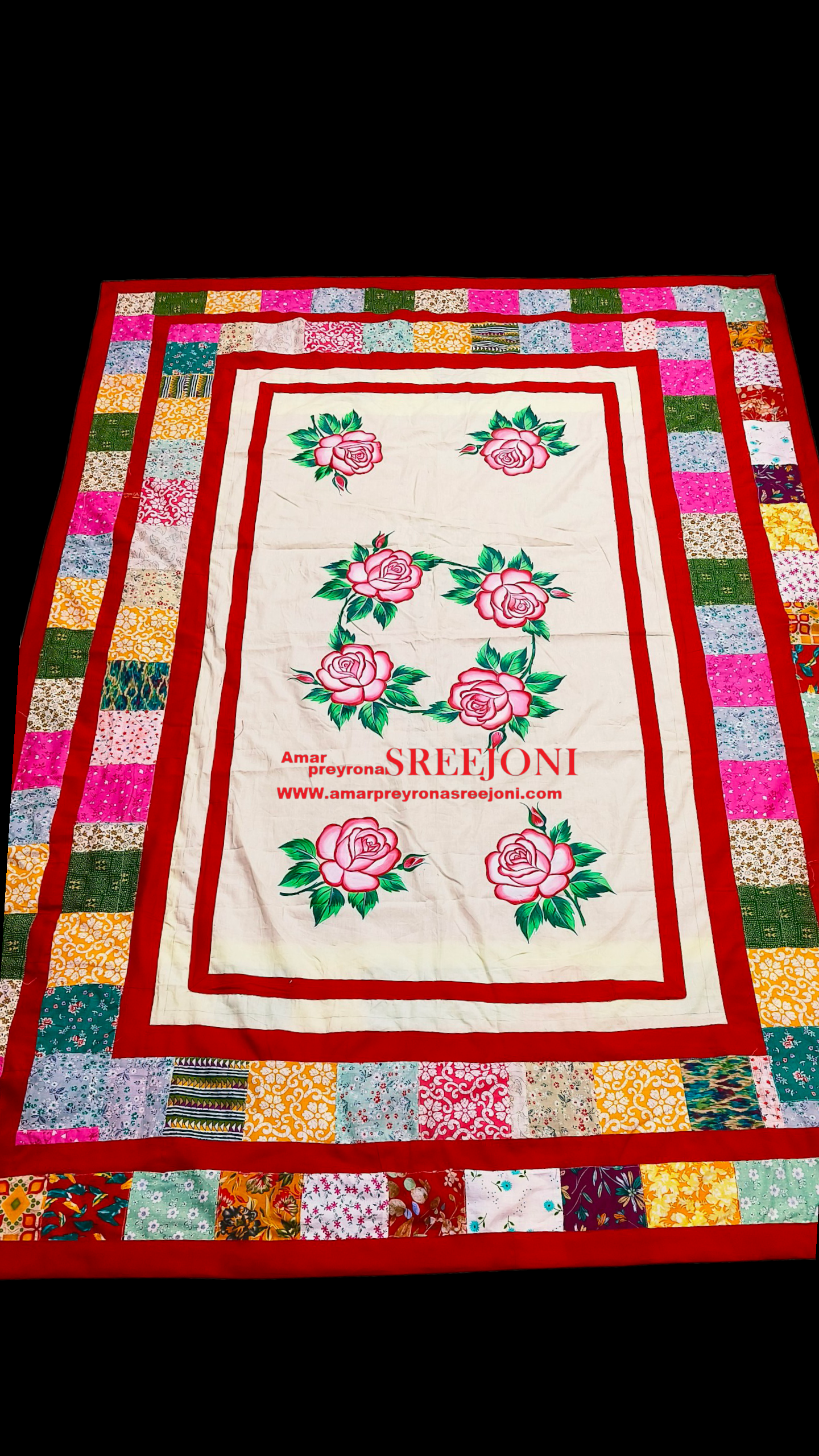 Hand Embroided and hand painted Pure Cotton Long Very Beautiful Designing and both side Usable Single Kantha