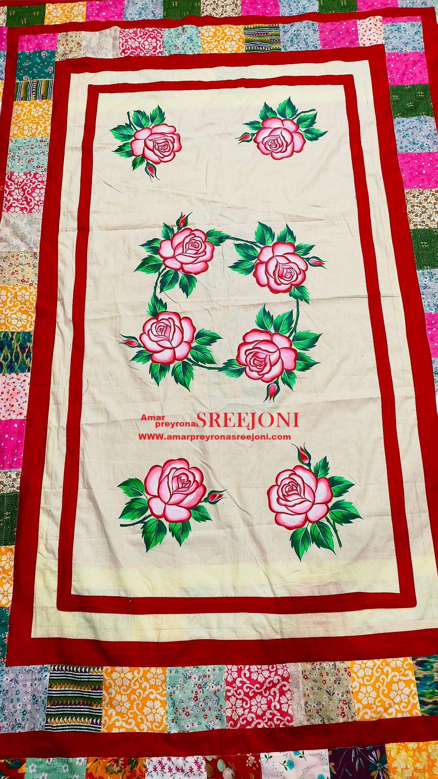 Hand Embroided and hand painted Pure Cotton Long Very Beautiful Designing and both side Usable Single Kantha
