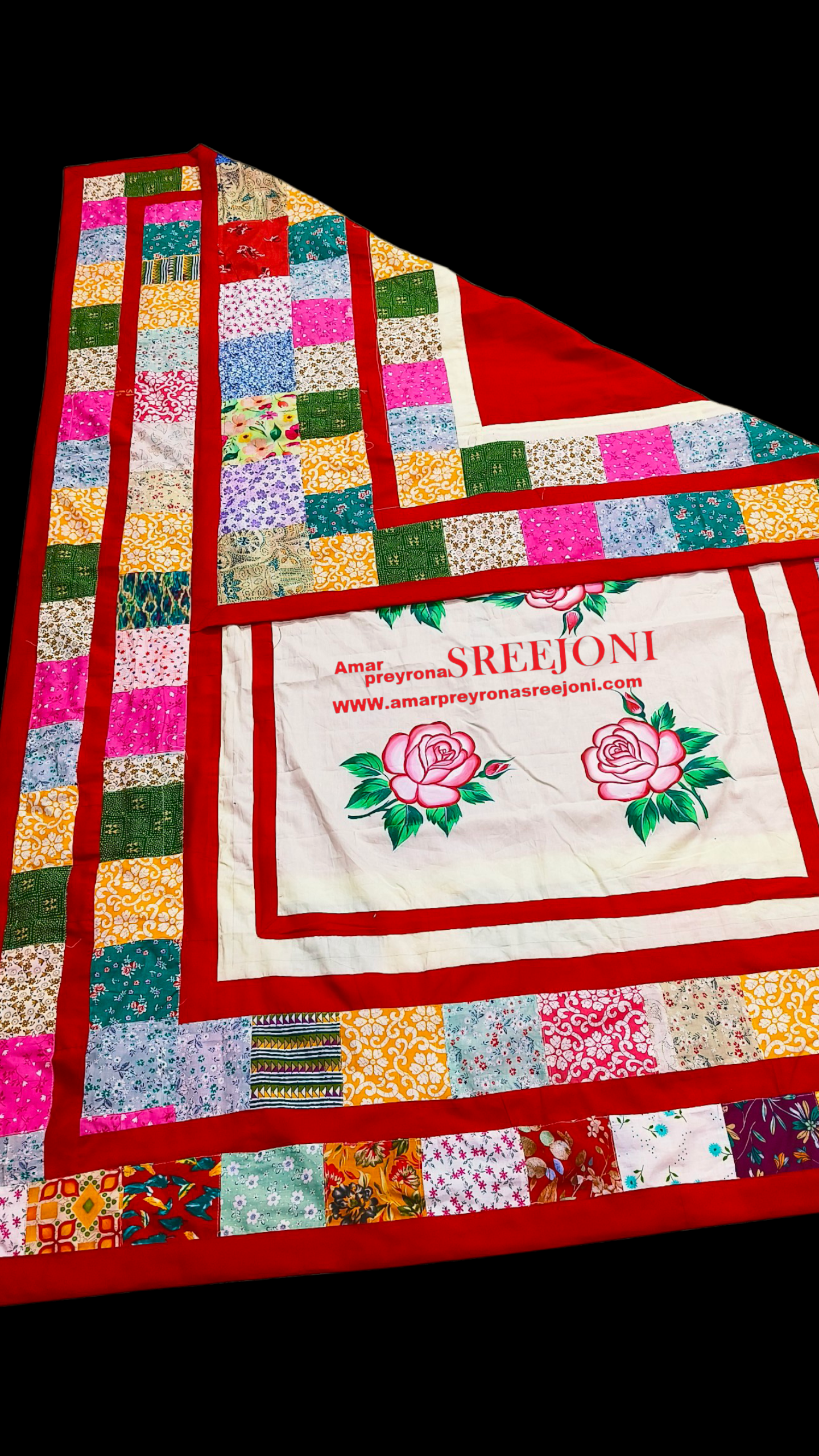 Hand Embroided and hand painted Pure Cotton Long Very Beautiful Designing and both side Usable Single Kantha