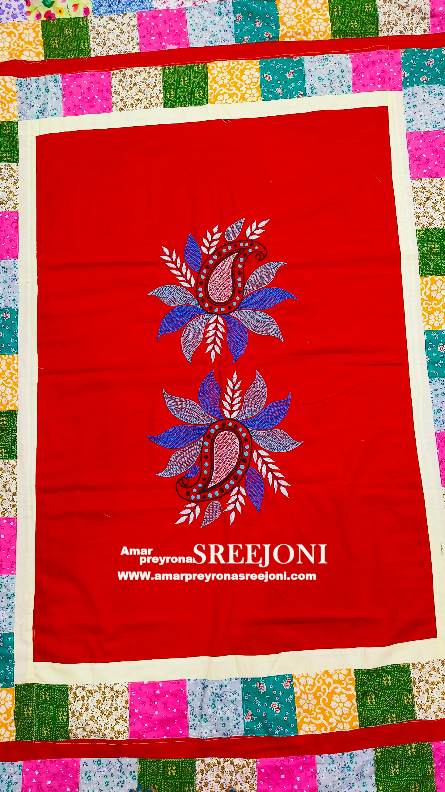 Hand Embroided and hand painted Pure Cotton Long Very Beautiful Designing and both side Usable Single Kantha