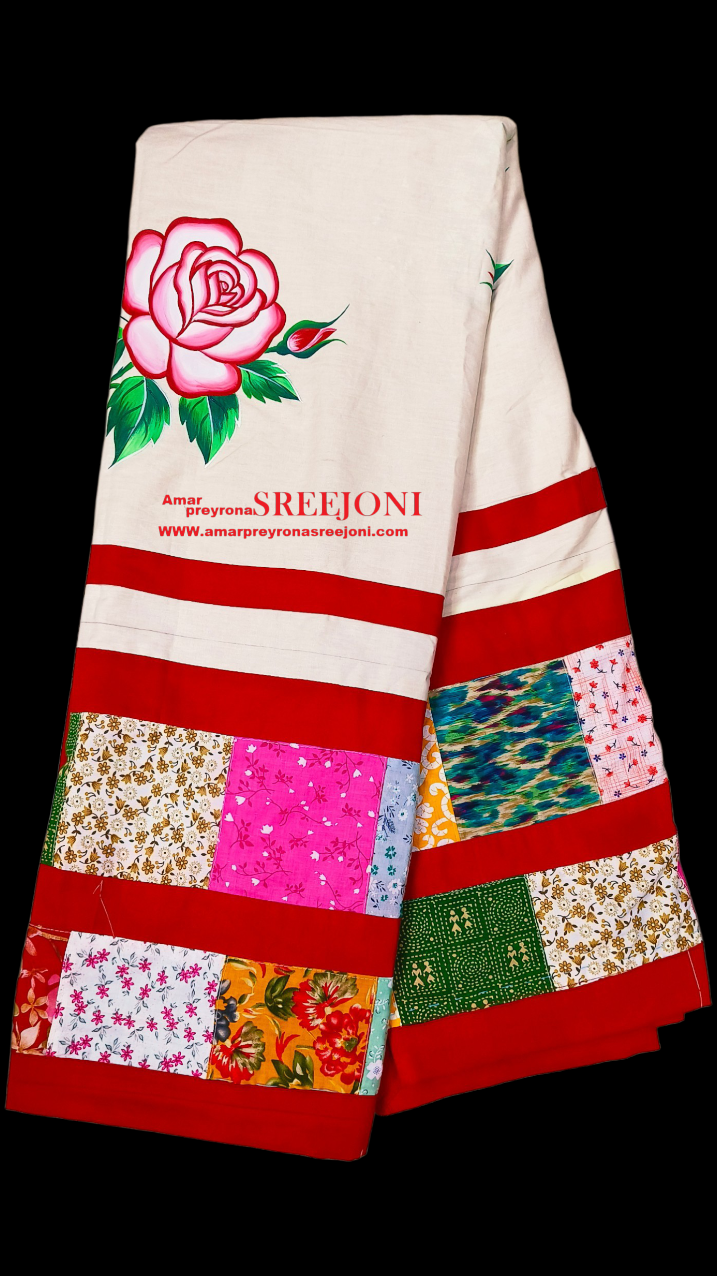Hand Embroided and hand painted Pure Cotton Long Very Beautiful Designing and both side Usable Single Kantha