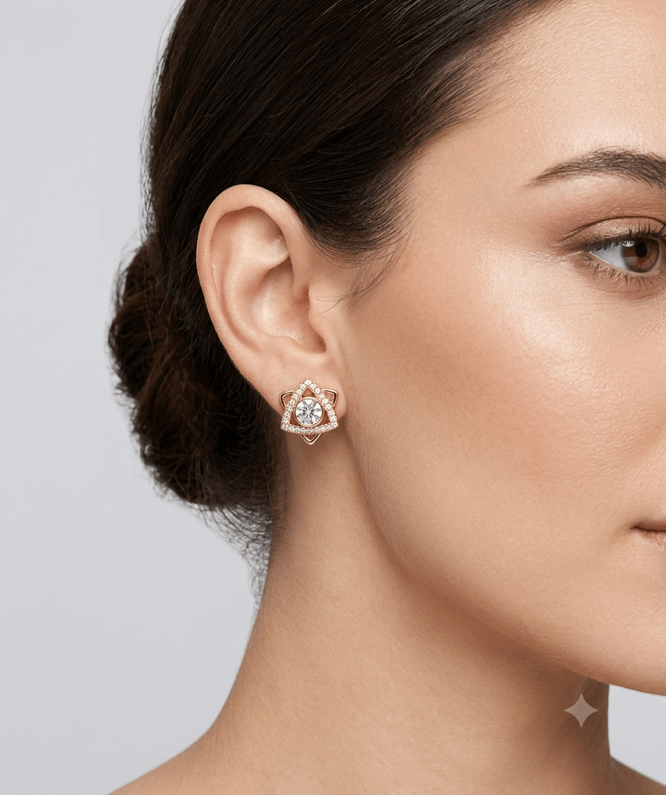 A very beautiful rose gold color ad collection earring sets usable for girls and womens