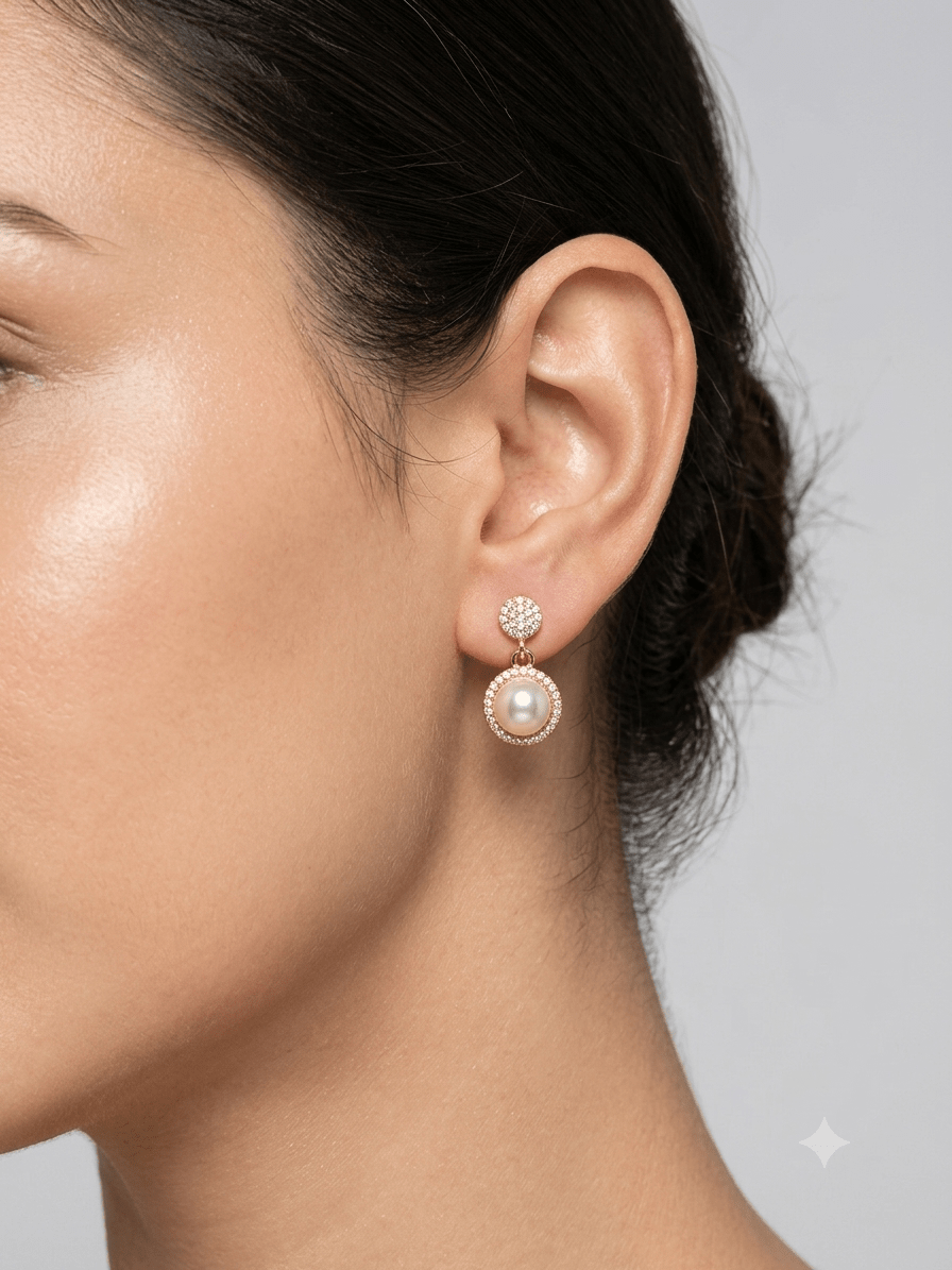 A very beautiful rose gold color ad collection earring sets usable for girls and womens