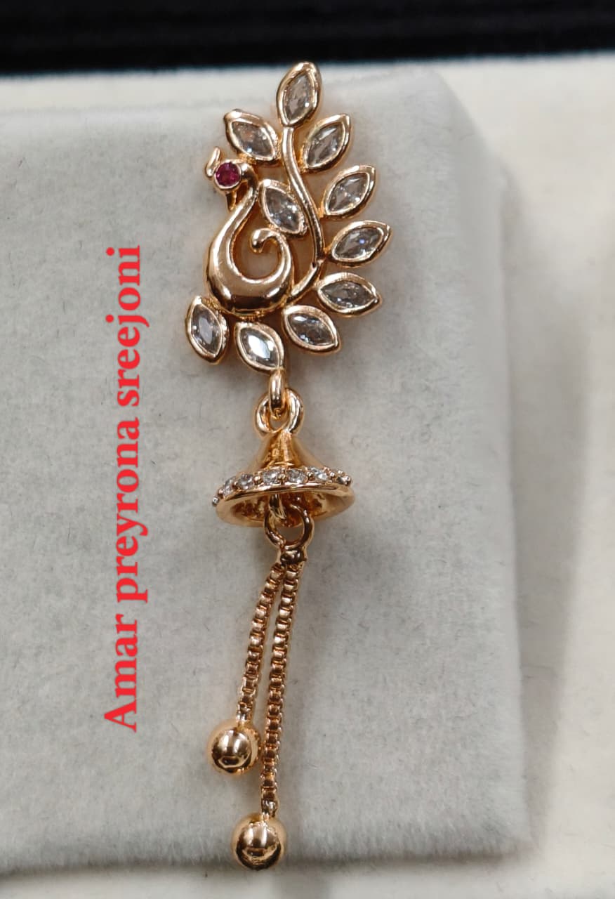 A Very Beautiful Rose Gold Color AD Earring Jewellery Set for Women & Girls
