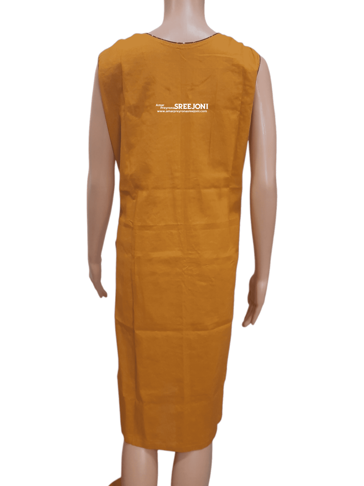 Hand embroided pure cotton Yellow color knee-length long kurti