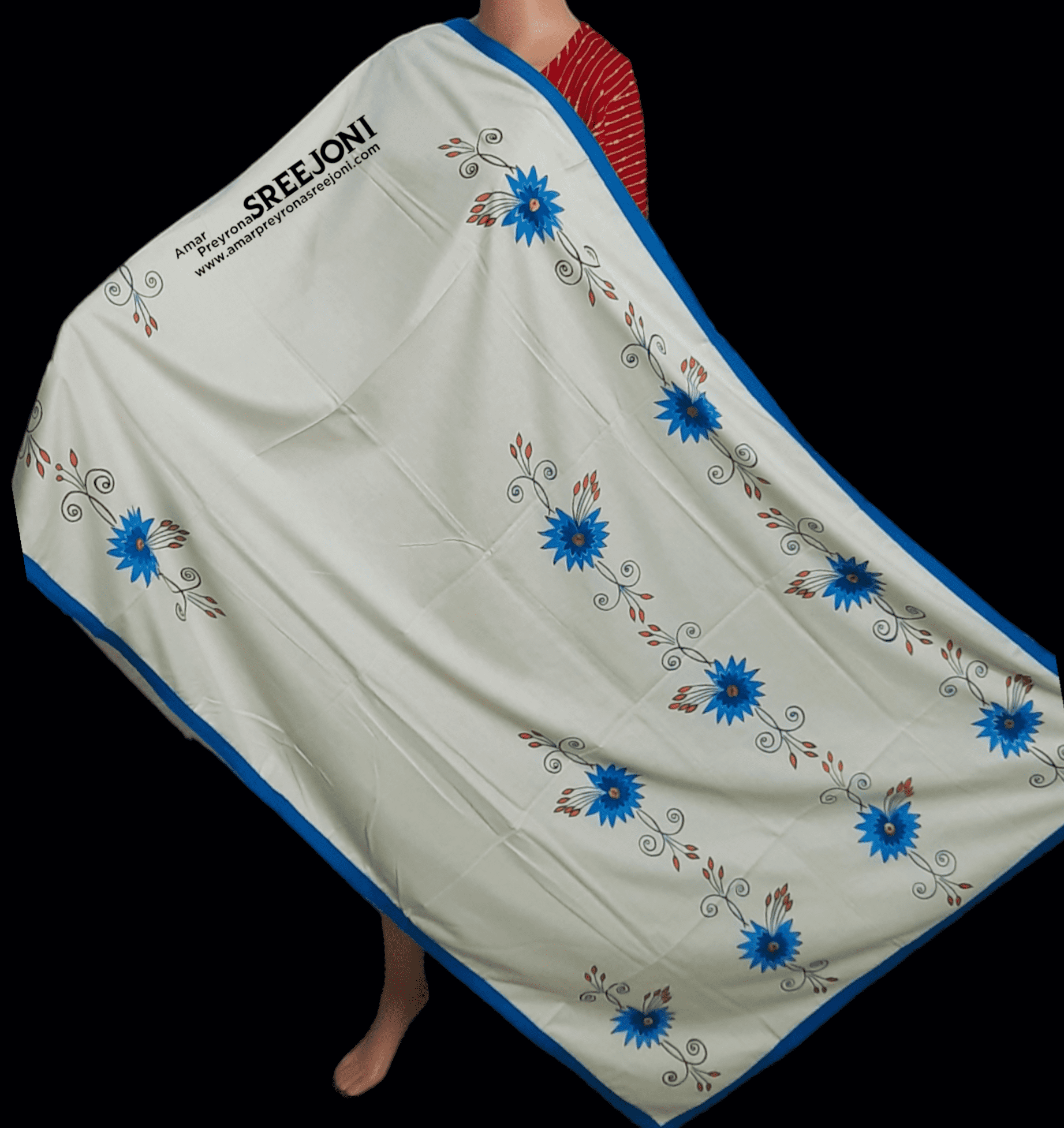 Hand Embroided pure cotton fabric work off white Gerogeous dupatta