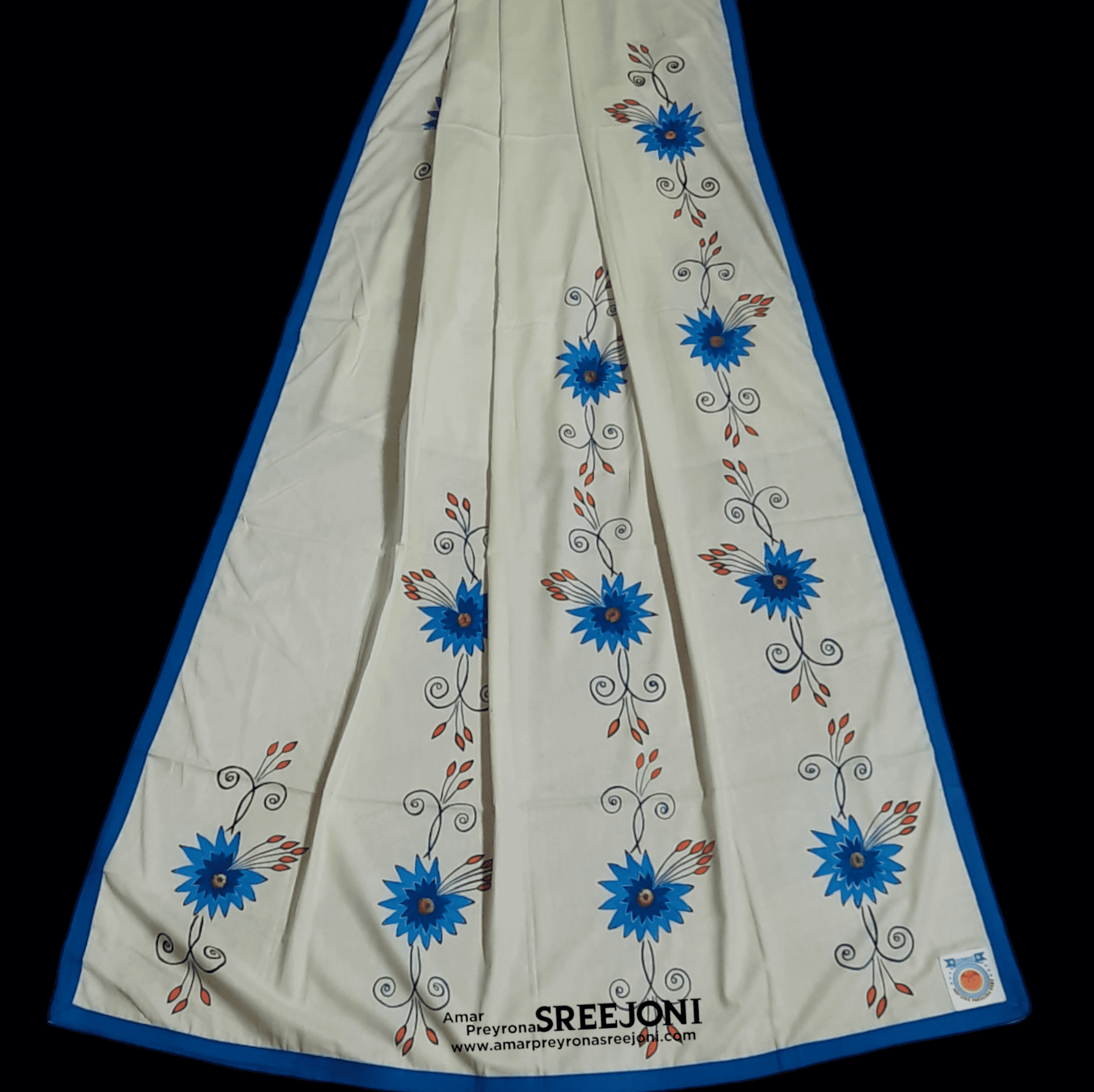 Hand Embroided pure cotton fabric work off white Gerogeous dupatta