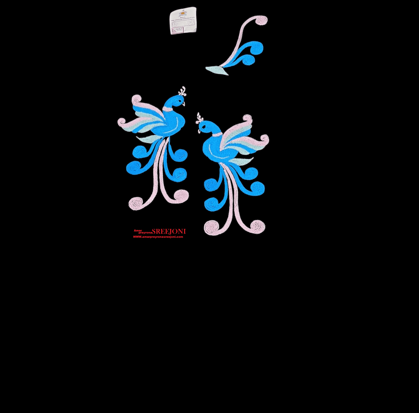 Hand Embroidery Pure Cotton Black Color 2.5miter kurti piece with Sleeve