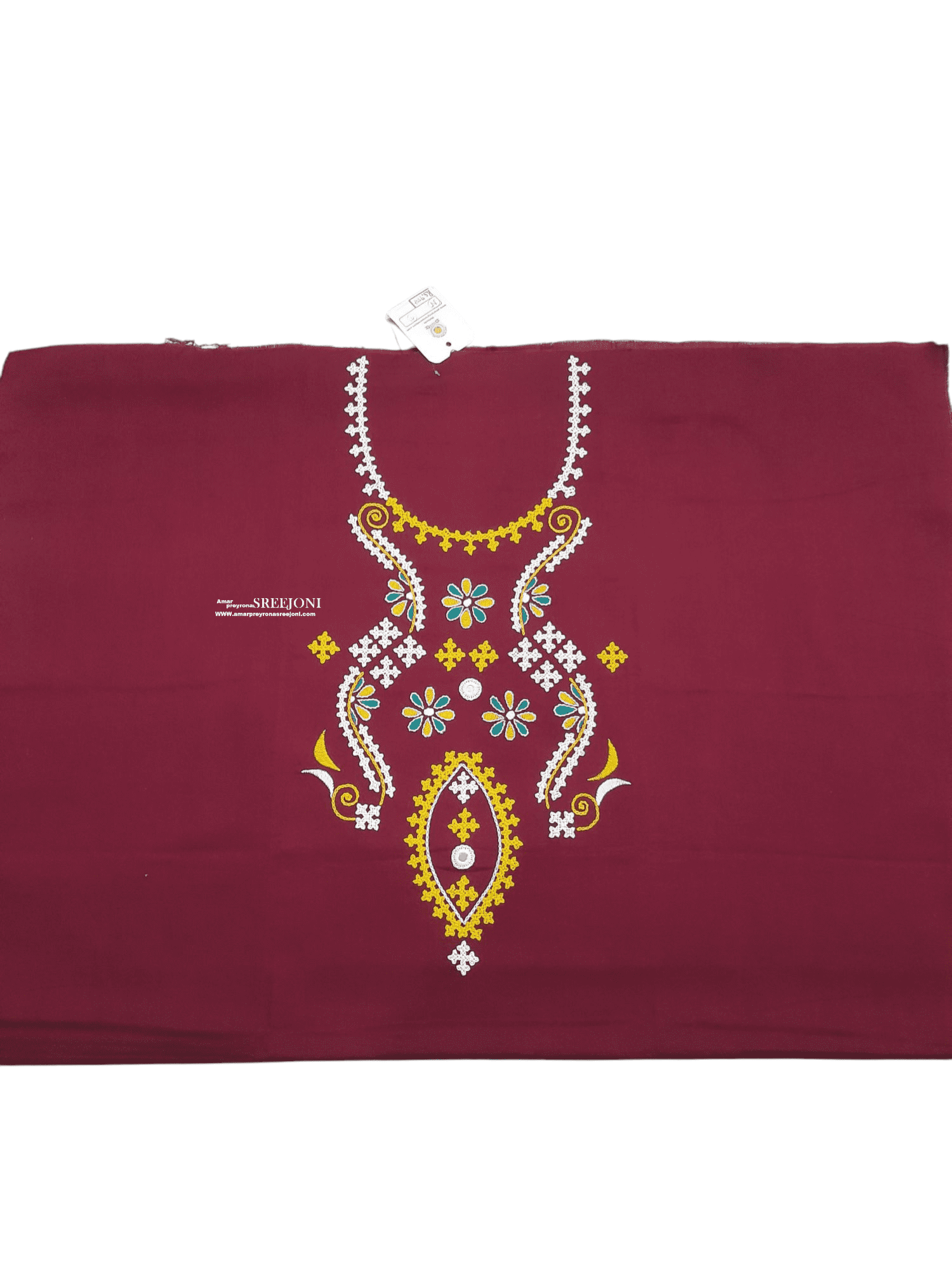 Embroidery Hand Work Pure Cotton Kurti Piece with Attach Slives 2.5miters total
