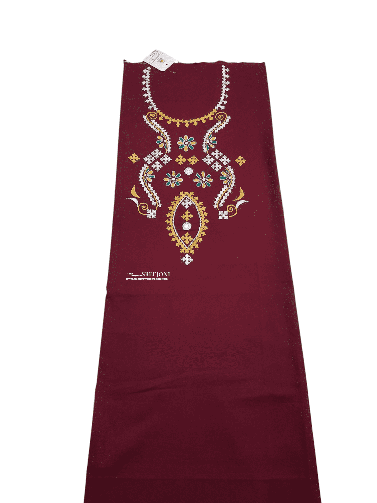 Embroidery Hand Work Pure Cotton Kurti Piece with Attach Slives 2.5miters total