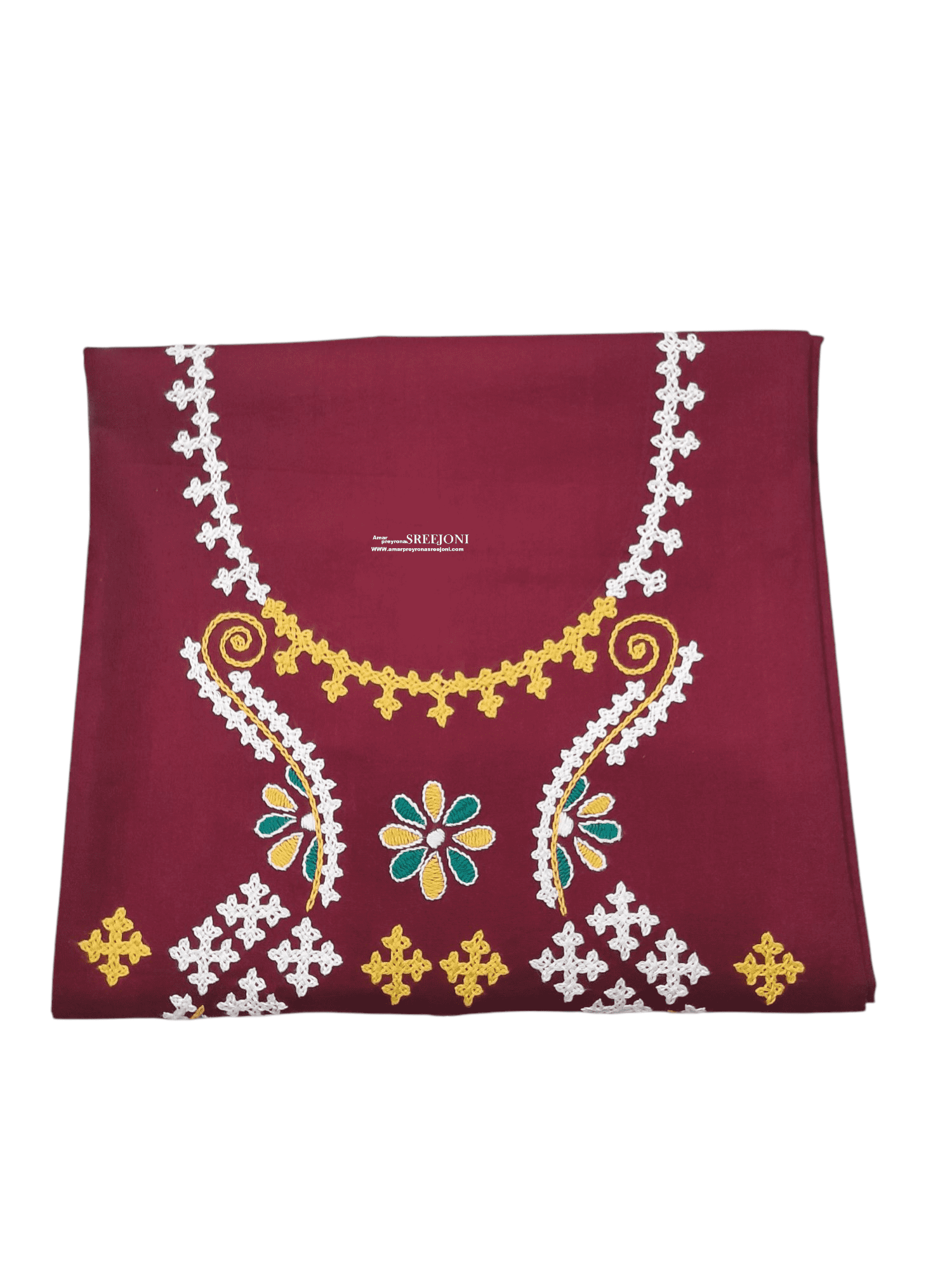Embroidery Hand Work Pure Cotton Kurti Piece with Attach Slives 2.5miters total