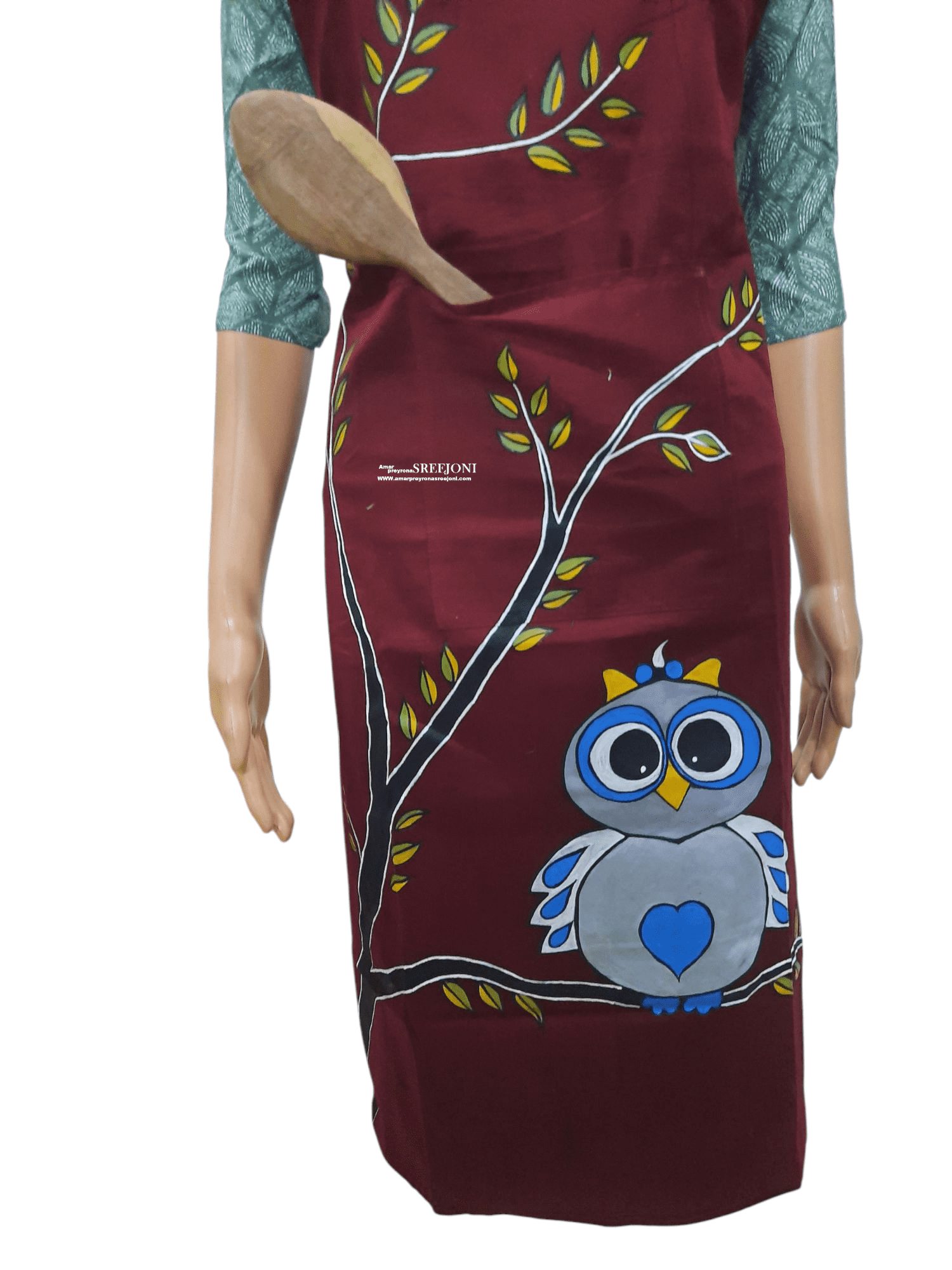 A Very Useful Hand Painted Pure Cotton Febric Work Maroon Color Apron