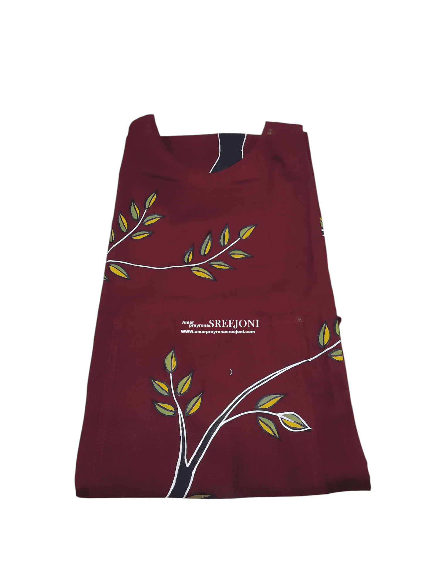 A Very Useful Hand Painted Pure Cotton Febric Work Maroon Color Apron