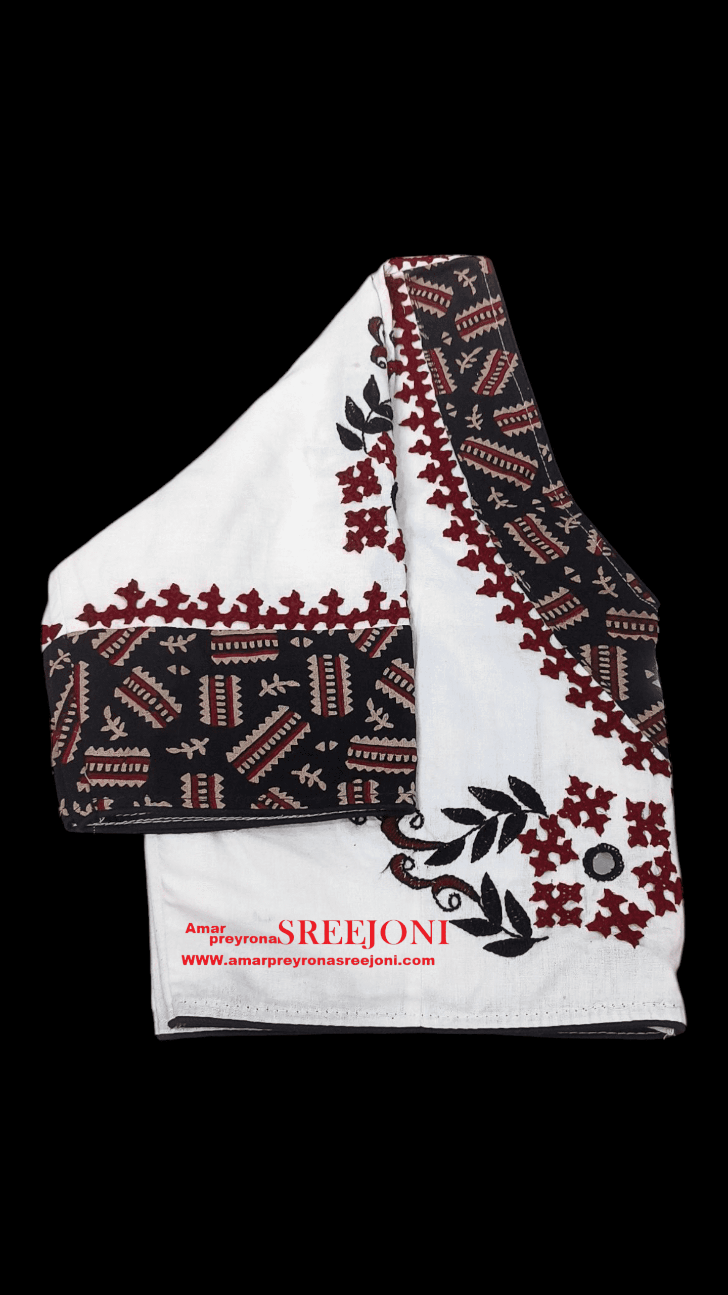 Hand Embroidred pure cotton black And White Color Combination u-Neck designer Blouse Use For Women And girls