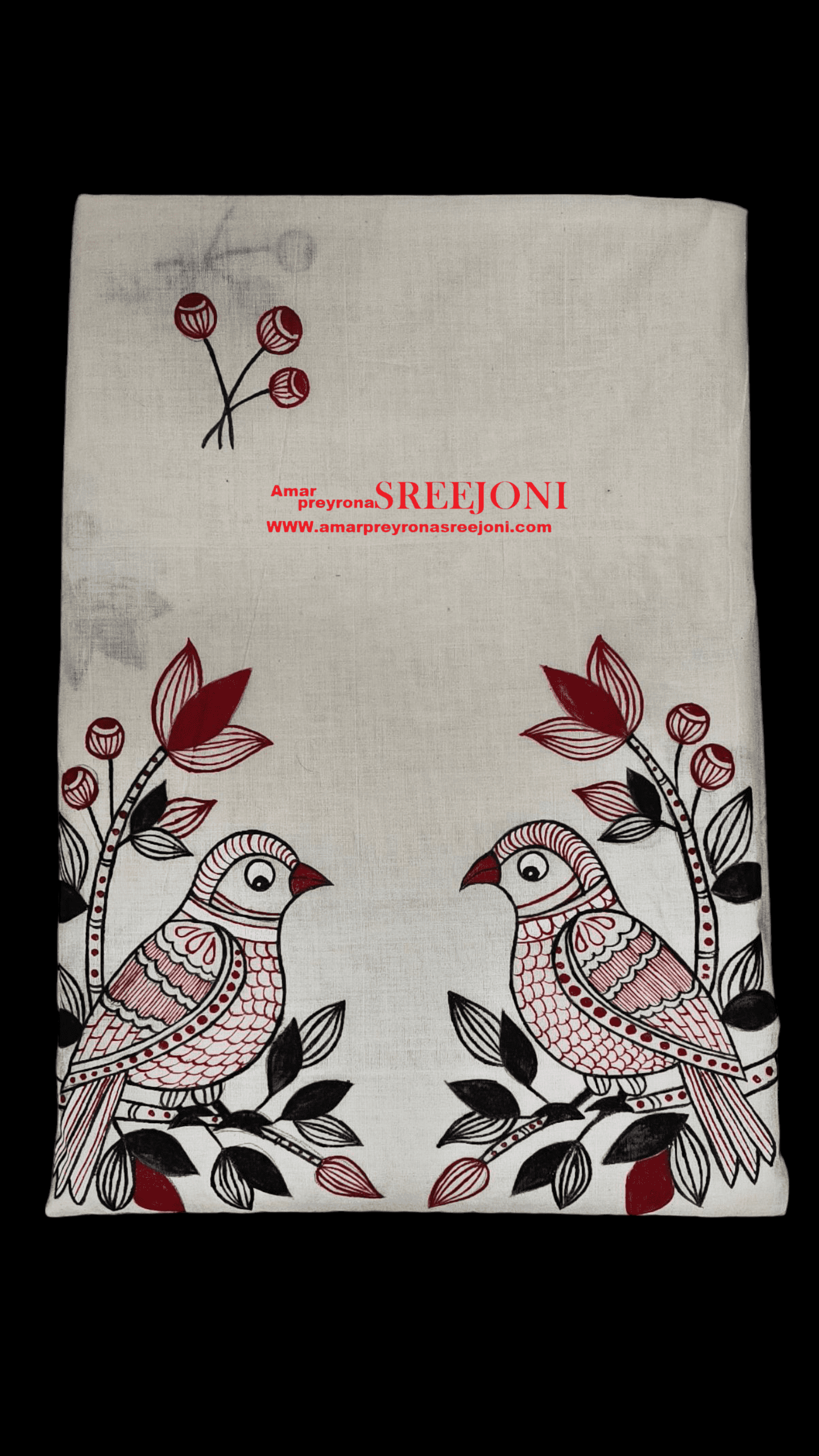 Hand Painted Pure Kerela Cotton Febric Work Off White Color Beautiful Saree
