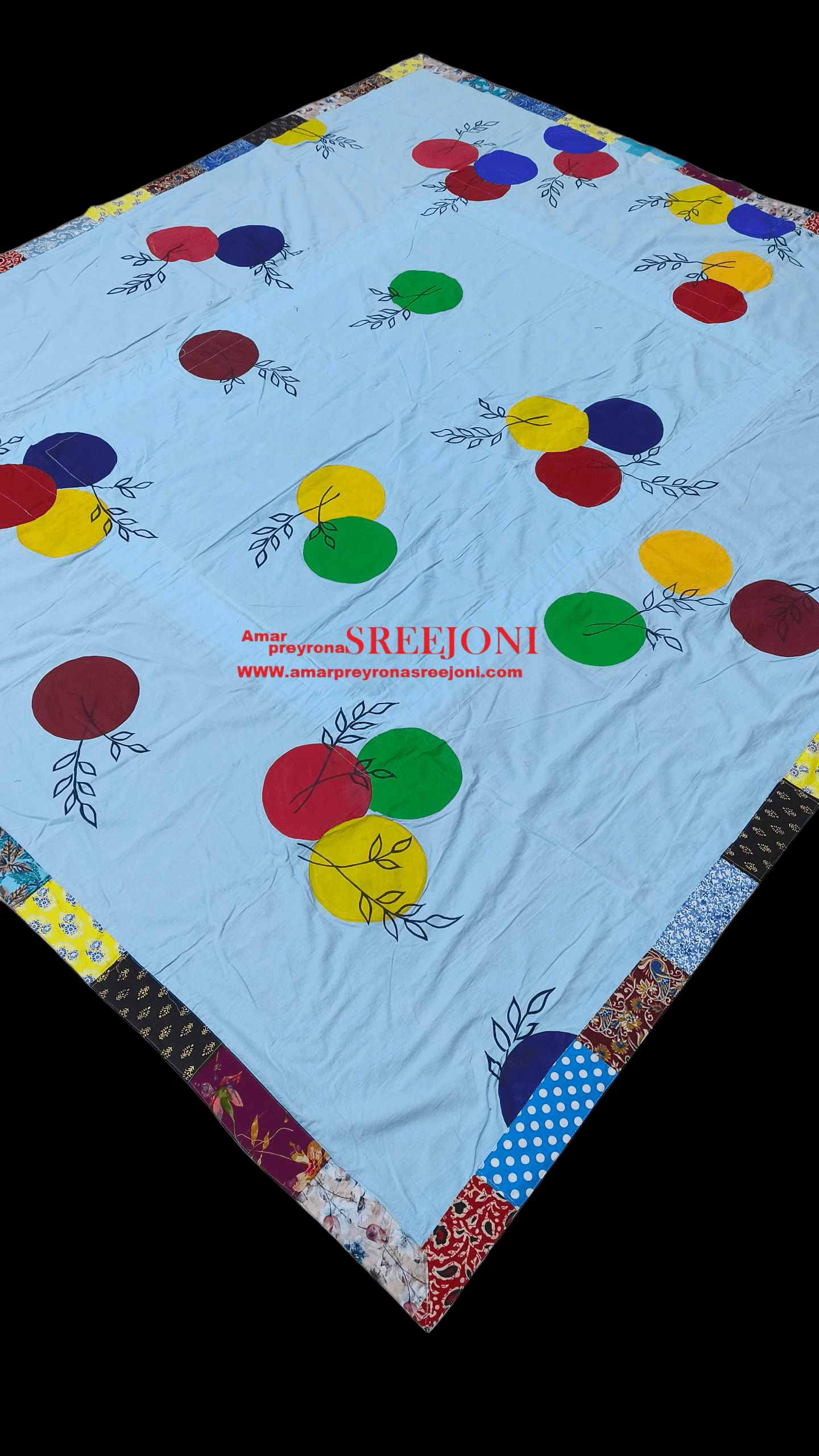 Hand Embroided And Hand Painted Pure cotton Multicolor Combination Both Side Useable Long Kantha