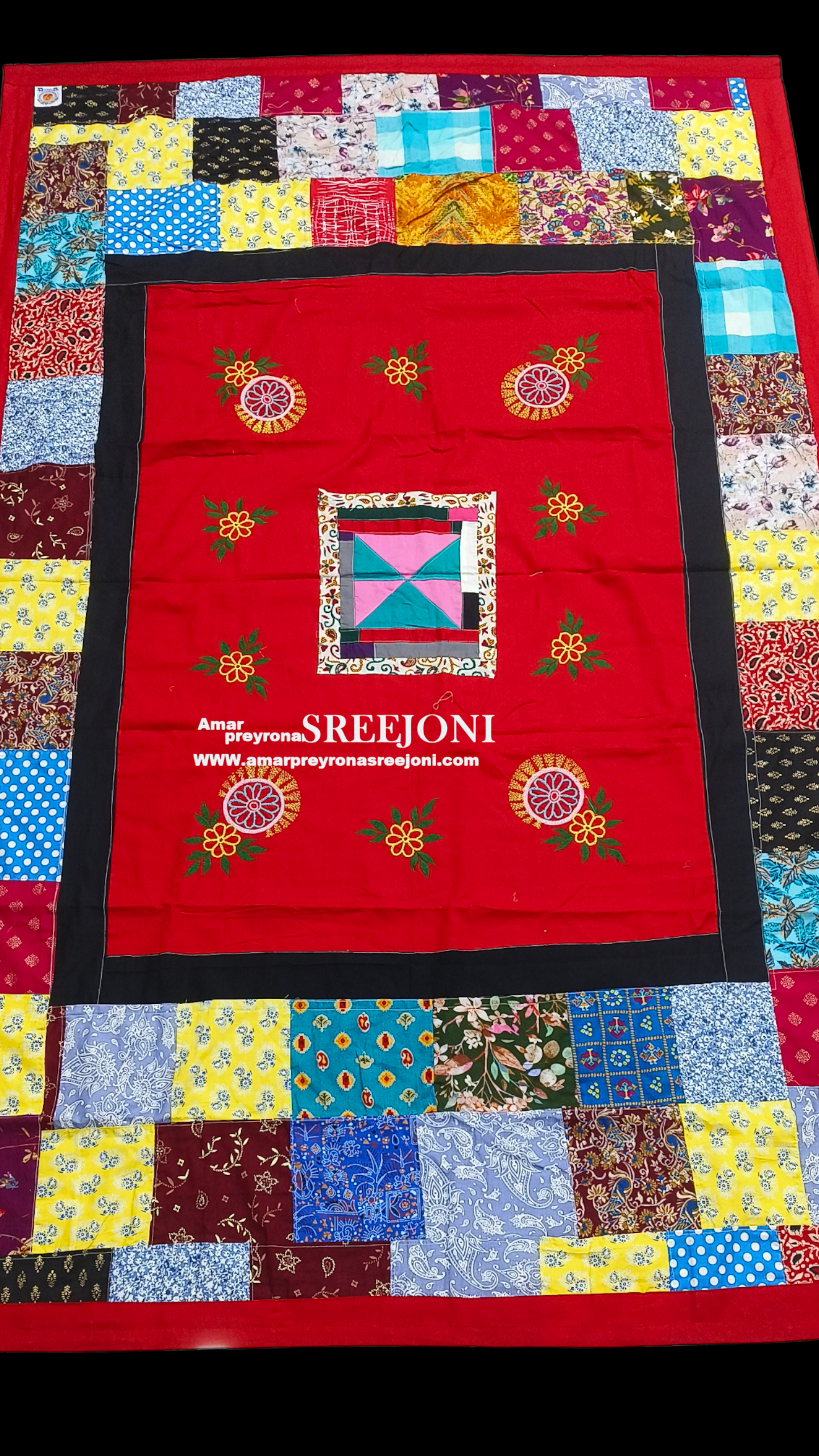 Hand Embroided Pure Cotton Multicolor Long Both Side Usable Kantha