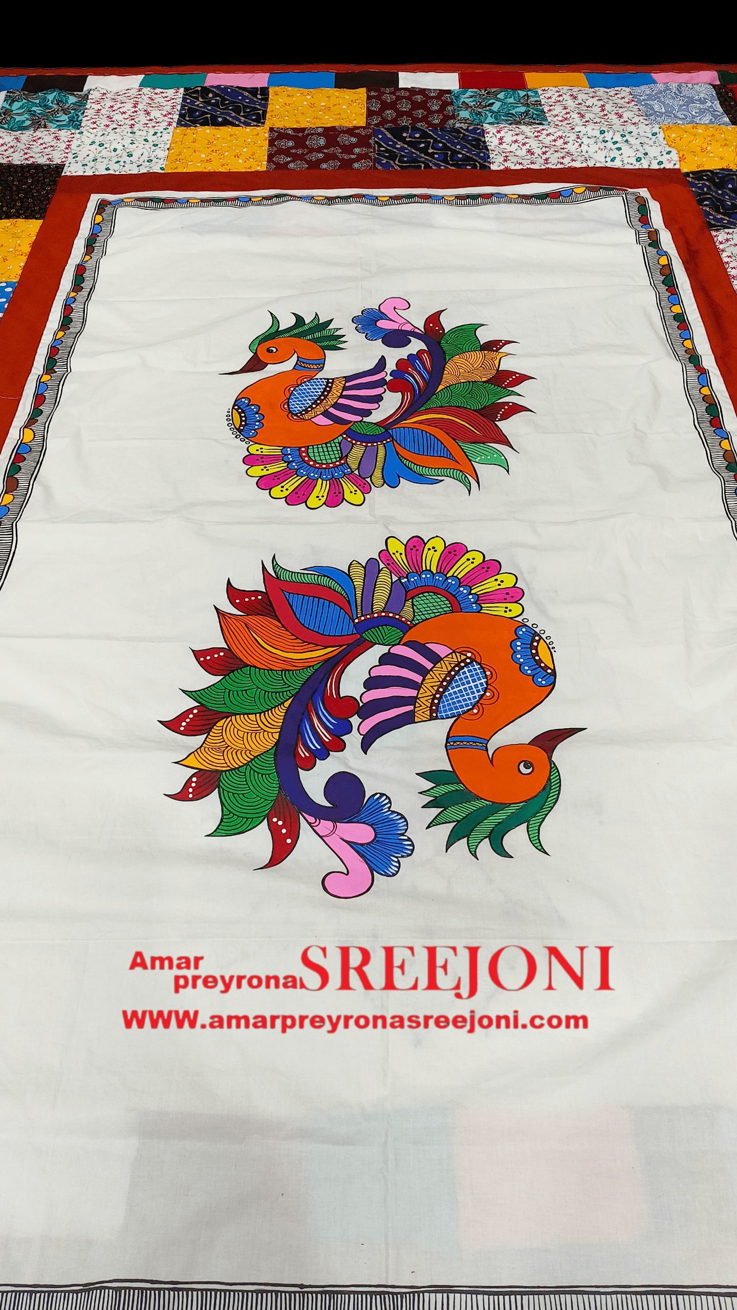 Hand Embroidery And Hand Painted Fabric Work Pure Cotton Patch Work Multicolor Long Kantha