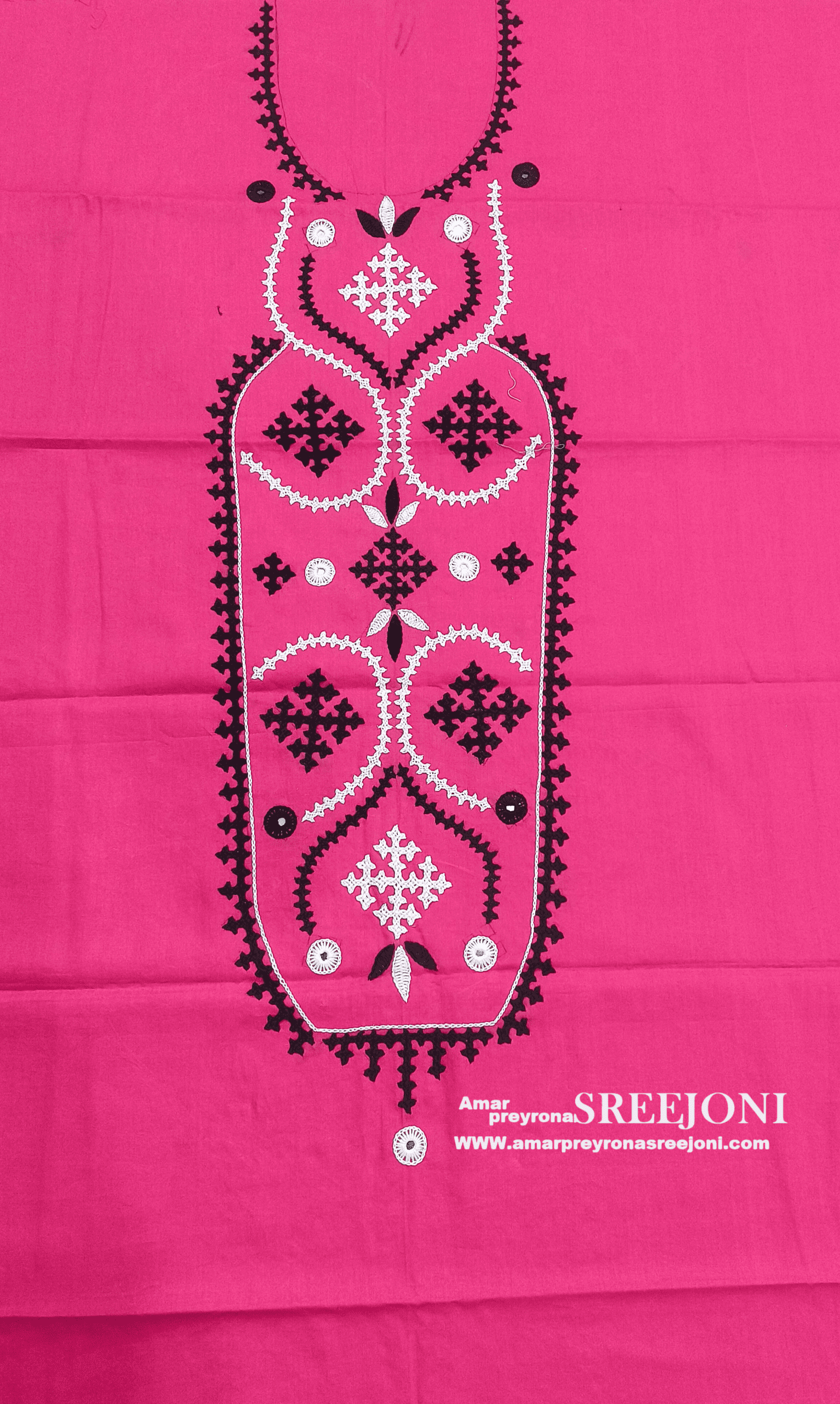 Embroidery Work Hand Made Pure Cotton Pink Color Kurti piece use For Women And Girls
